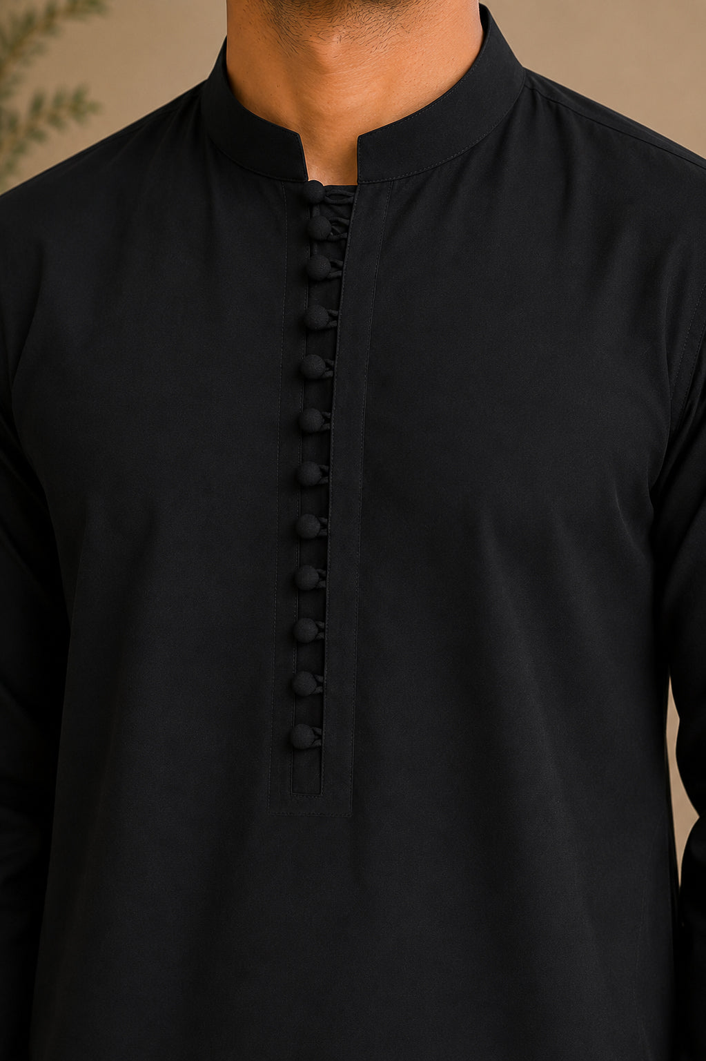 Black Luppi Cotton Shalwar Kameez - Stitched