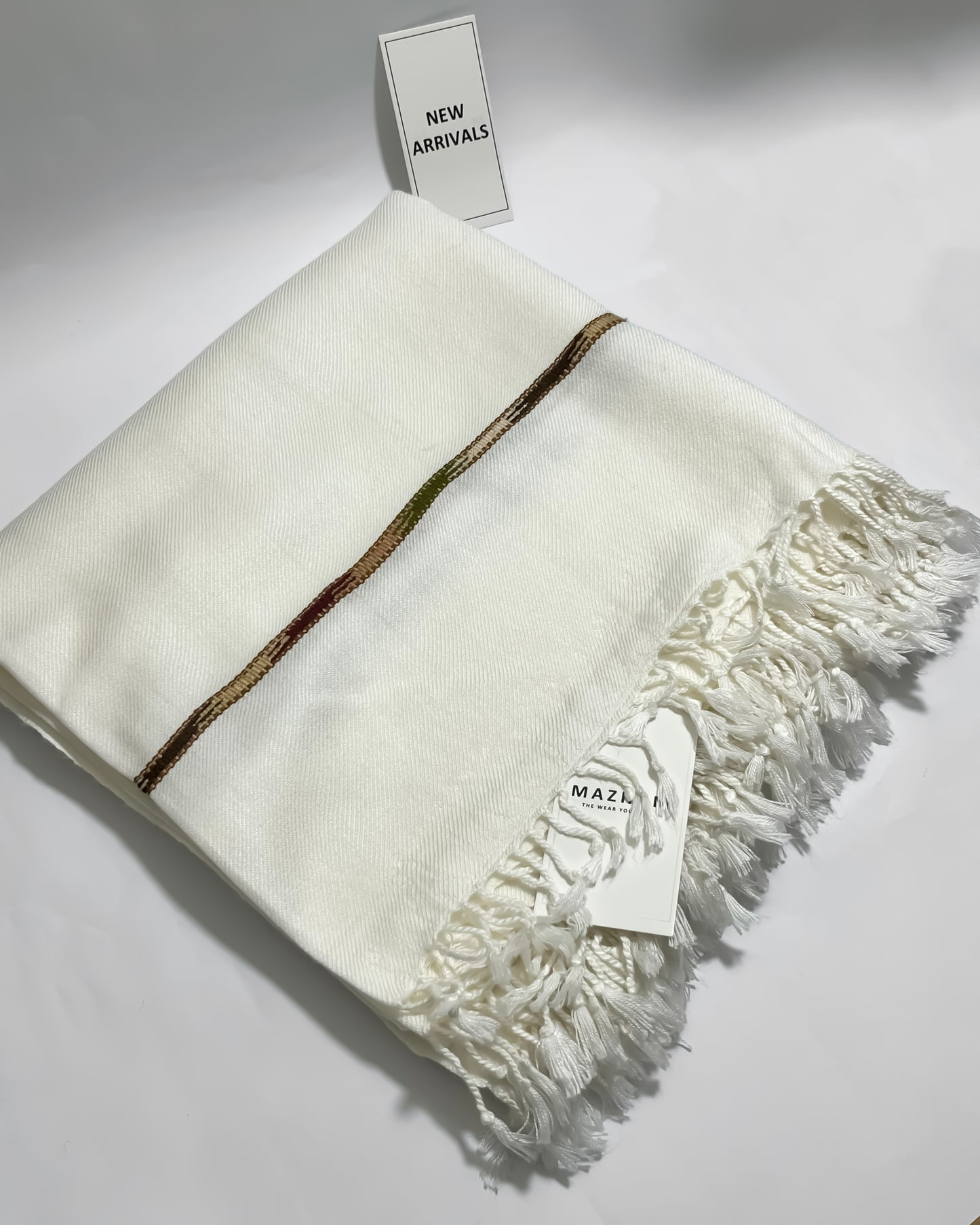 Off White Swati Thread Shawl - Men