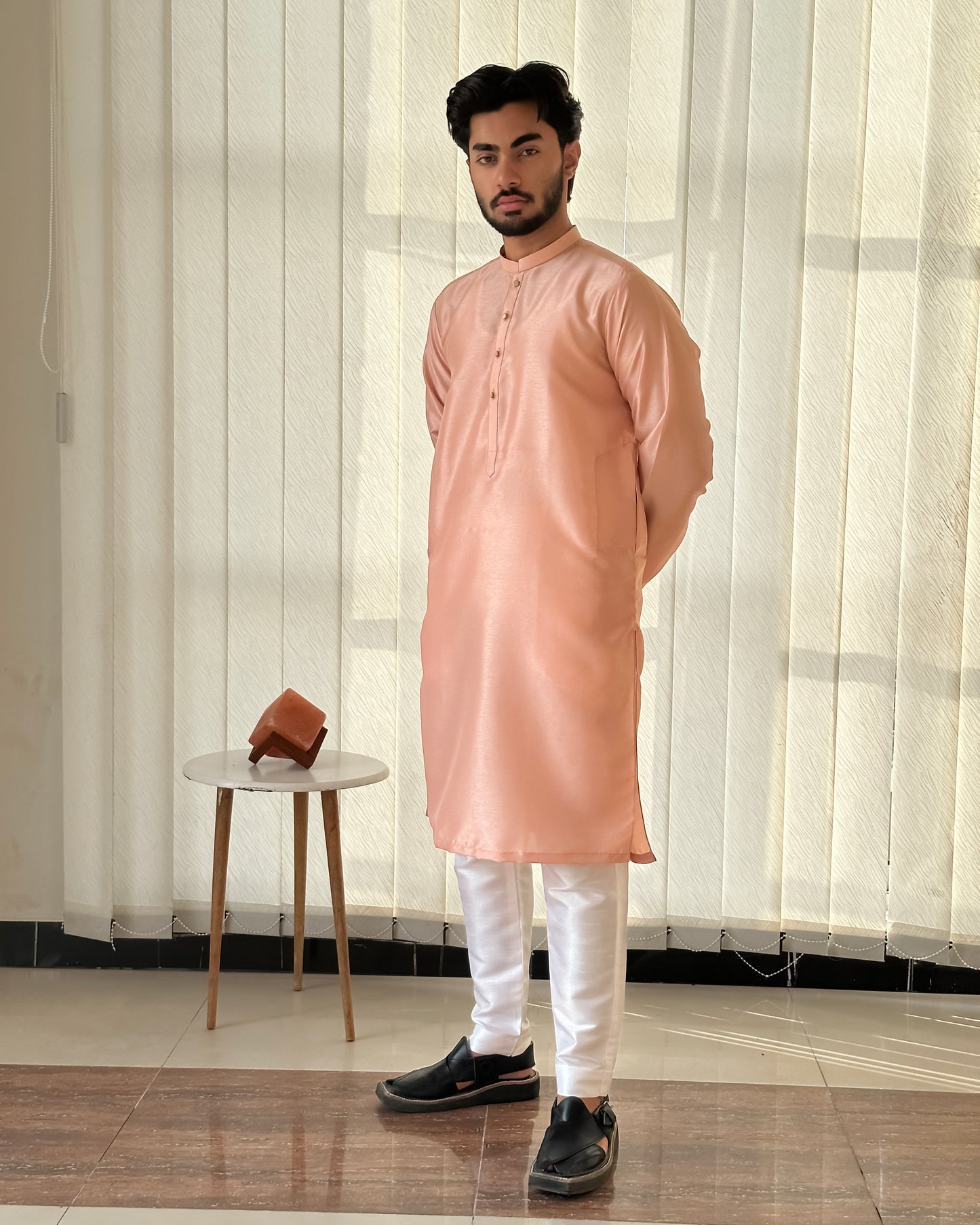 Peach Pink Kurta Trouser - Men
