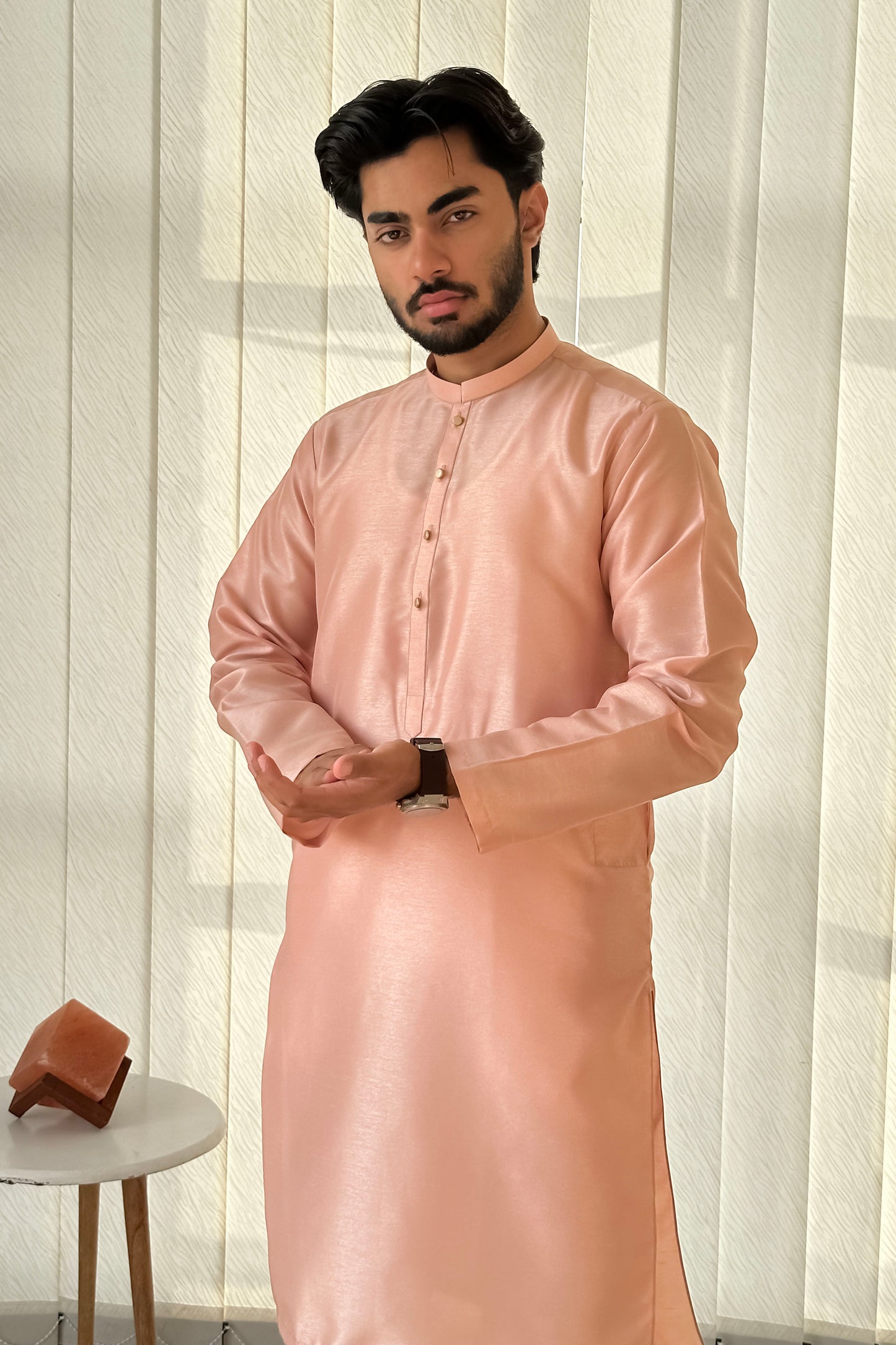 Peach Pink Kurta Trouser - Men