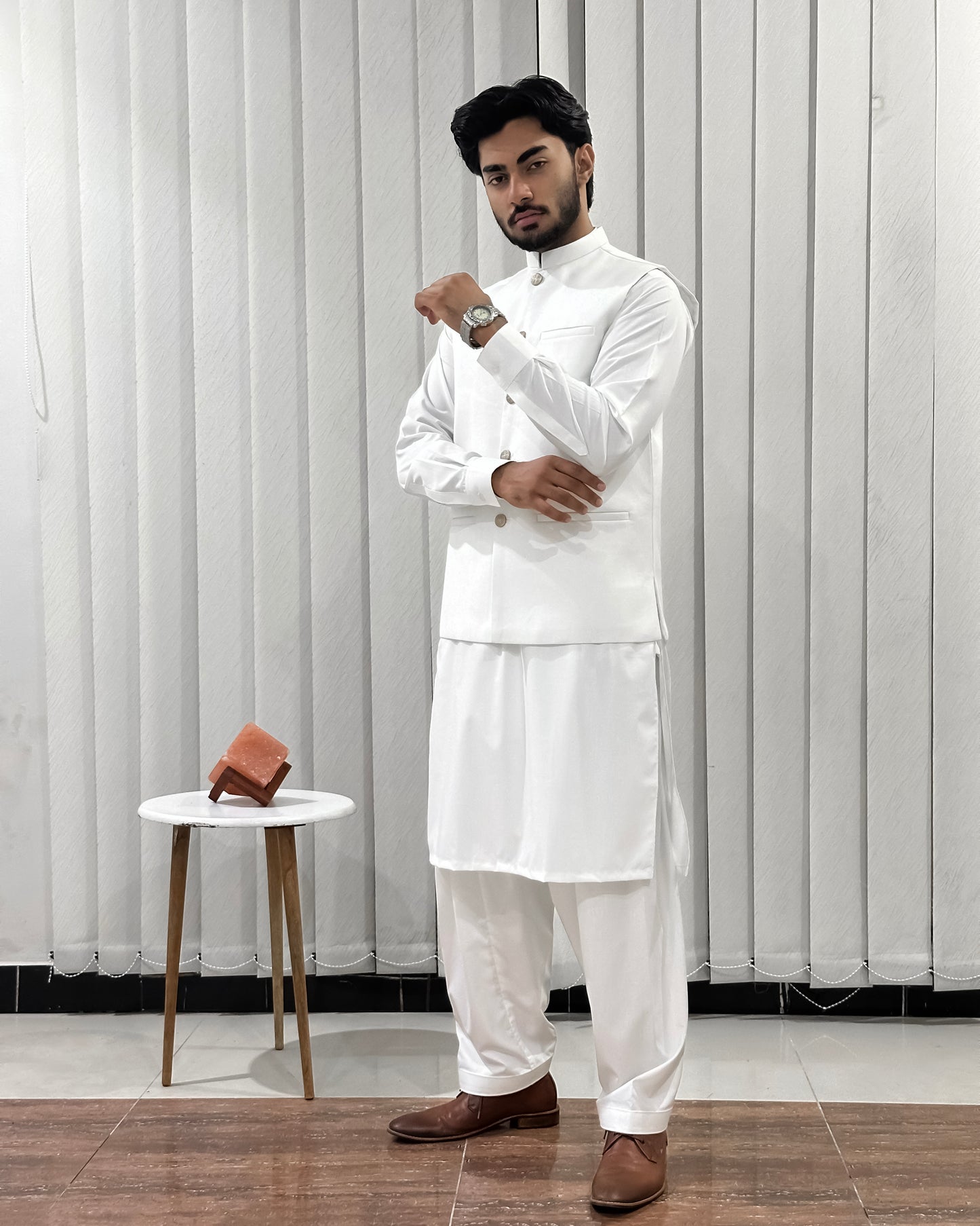 Off White Suiting Waistcoat - Straight Cut Buttoned - Men