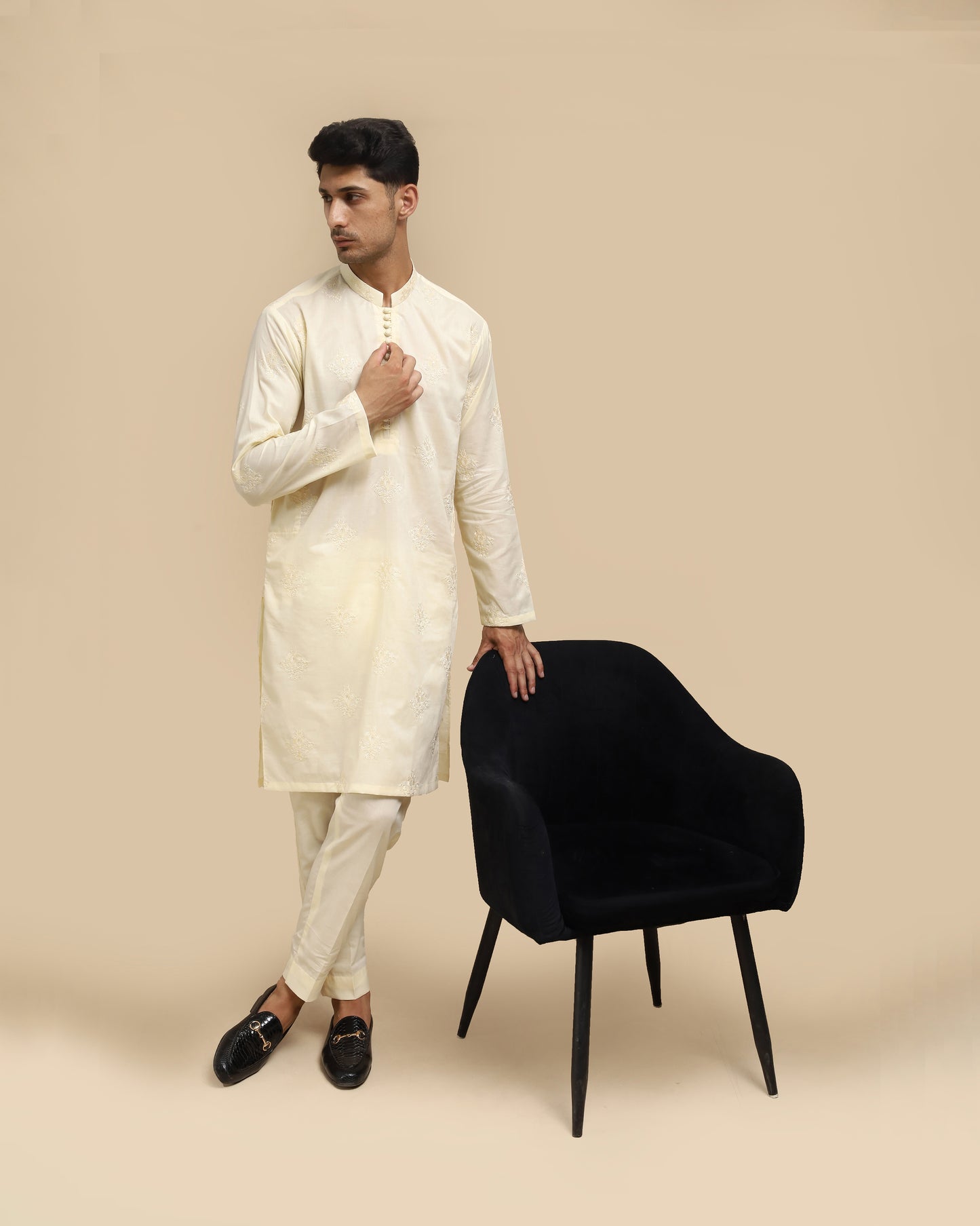 Bosky Cotton Embroidered Kurta Trouser MED-4444 - Men