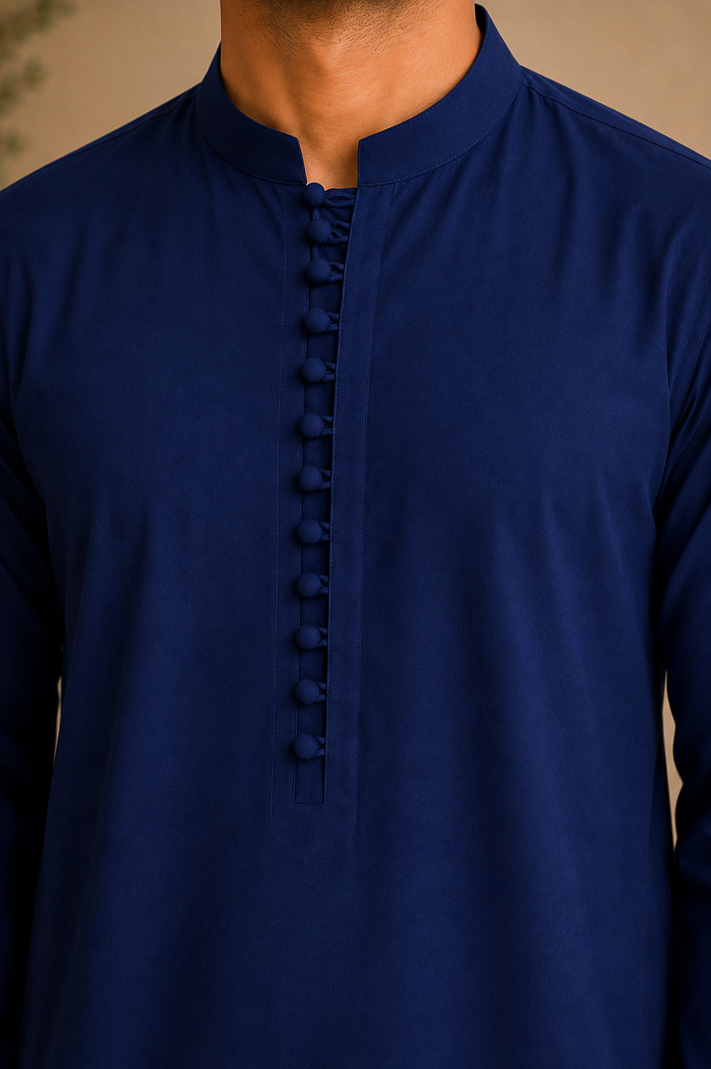 Navy Blue Luppi Cotton Shalwar Kameez - Stitched