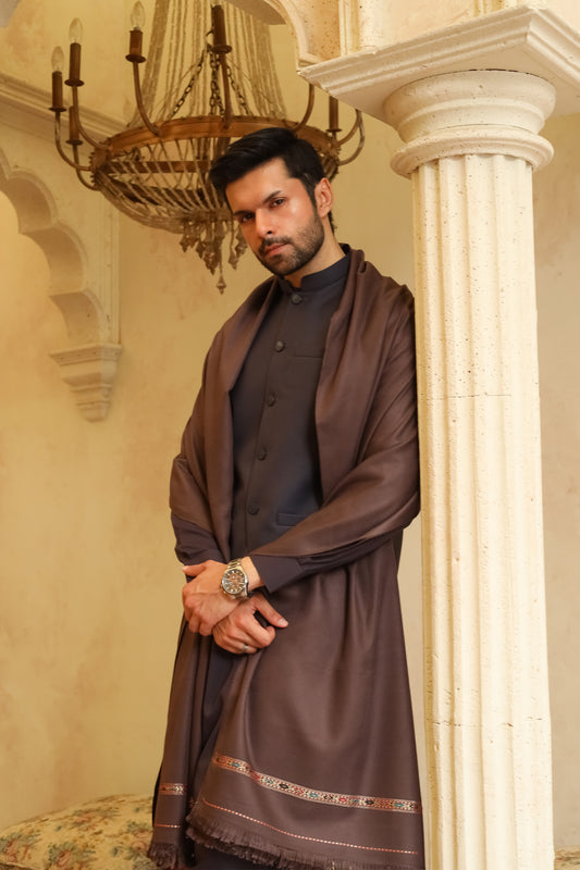 Smoky Brown Acrylic Shawl - Men