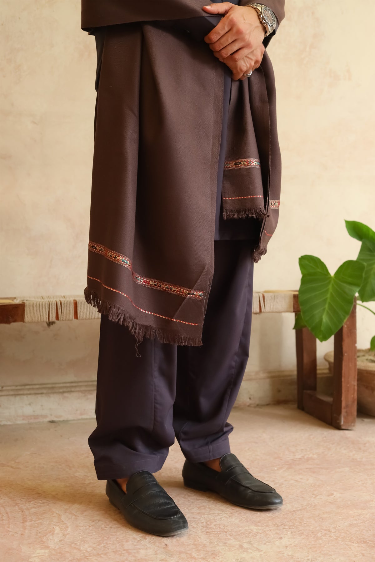 Smoky Brown Acrylic Shawl - Men