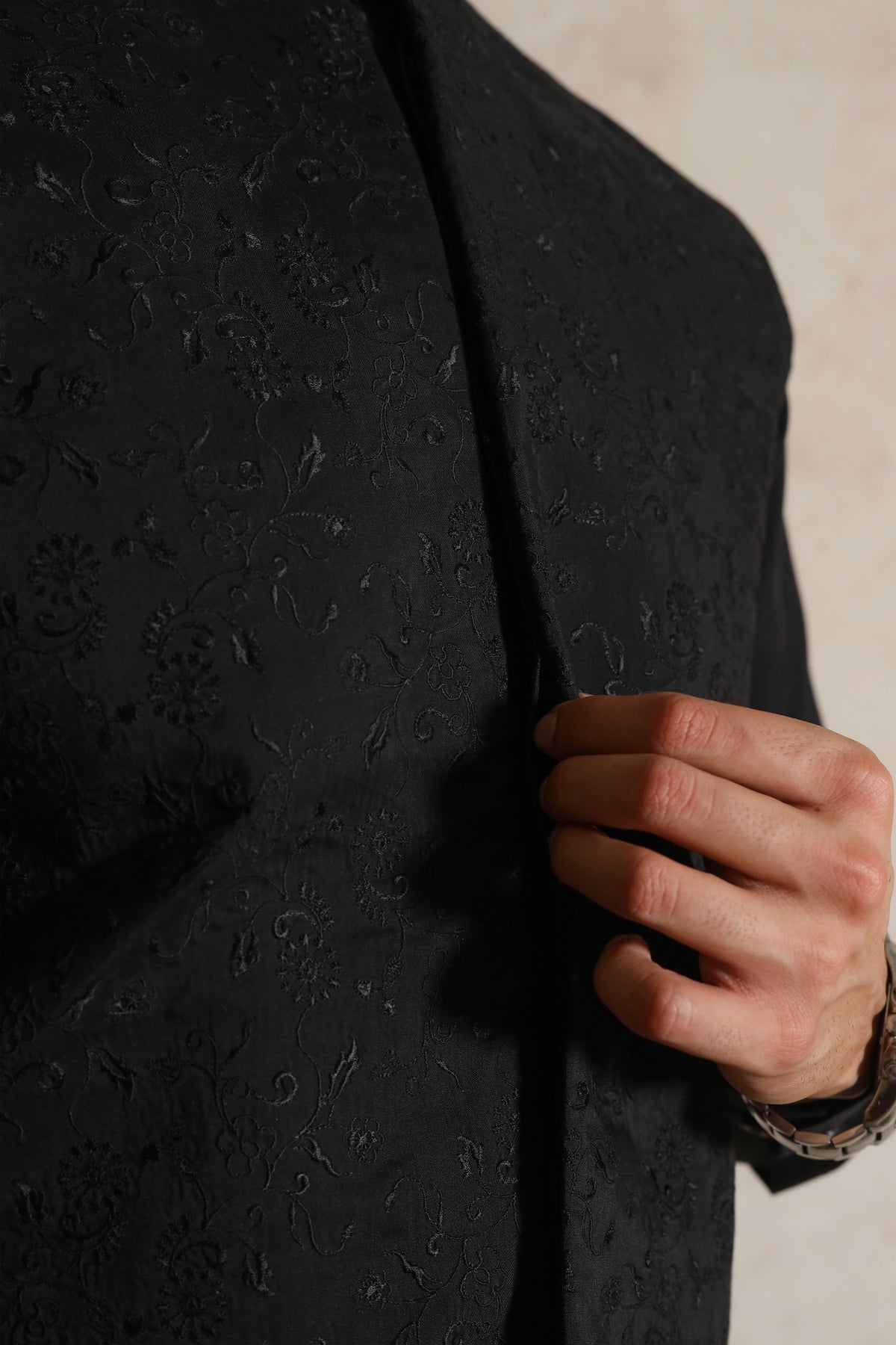 Black Embroidered Waistcoat with Kurta Trouser - Men