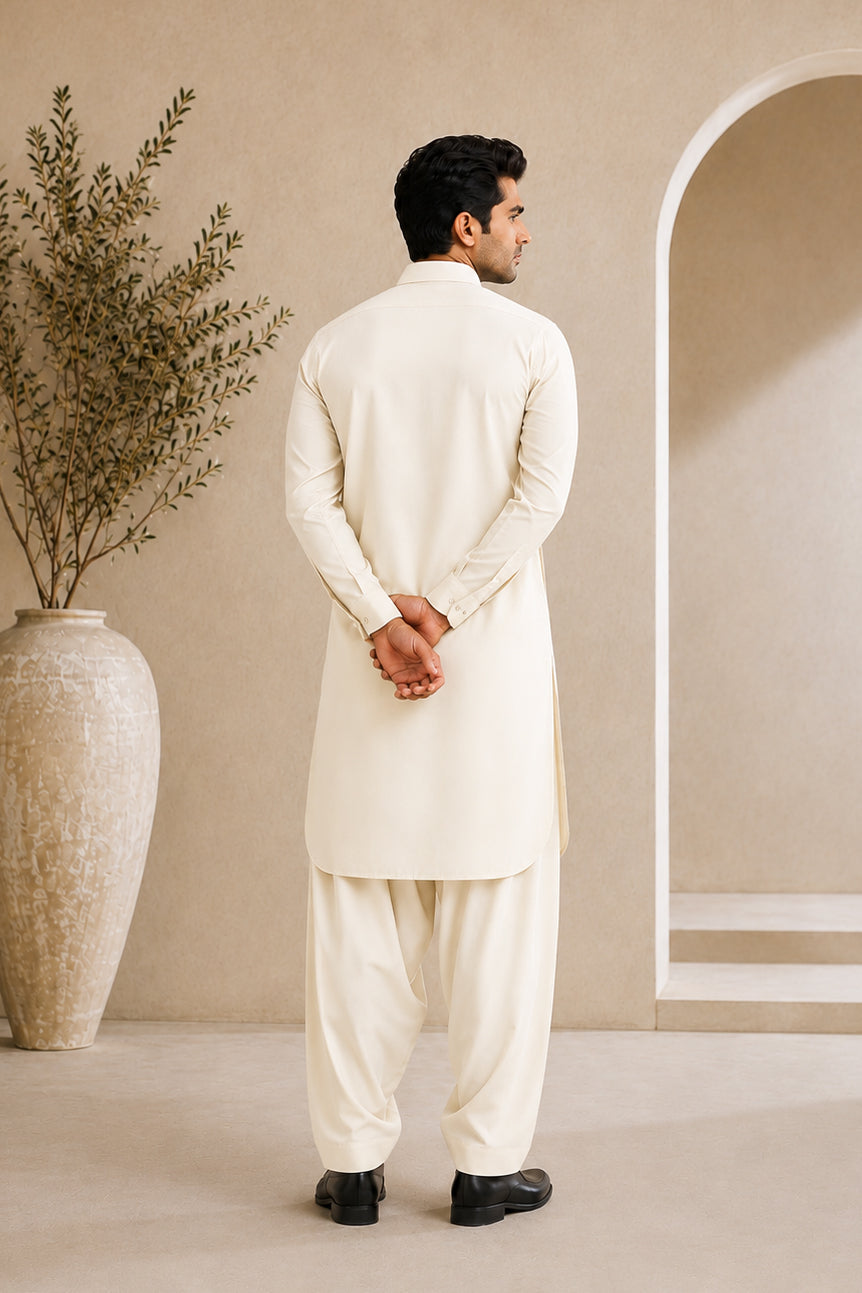 Bosky French Collar Shalwar Kameez - Stitched