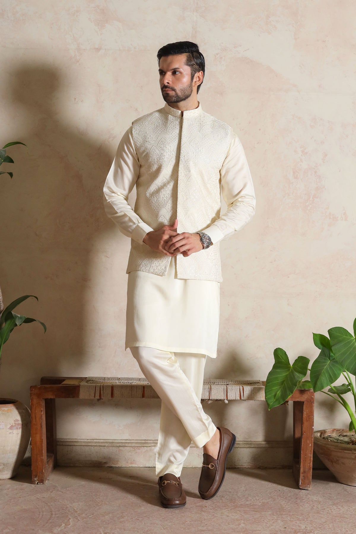 Bosky Embroidered Waistcoat with Kurta Trouser - Men