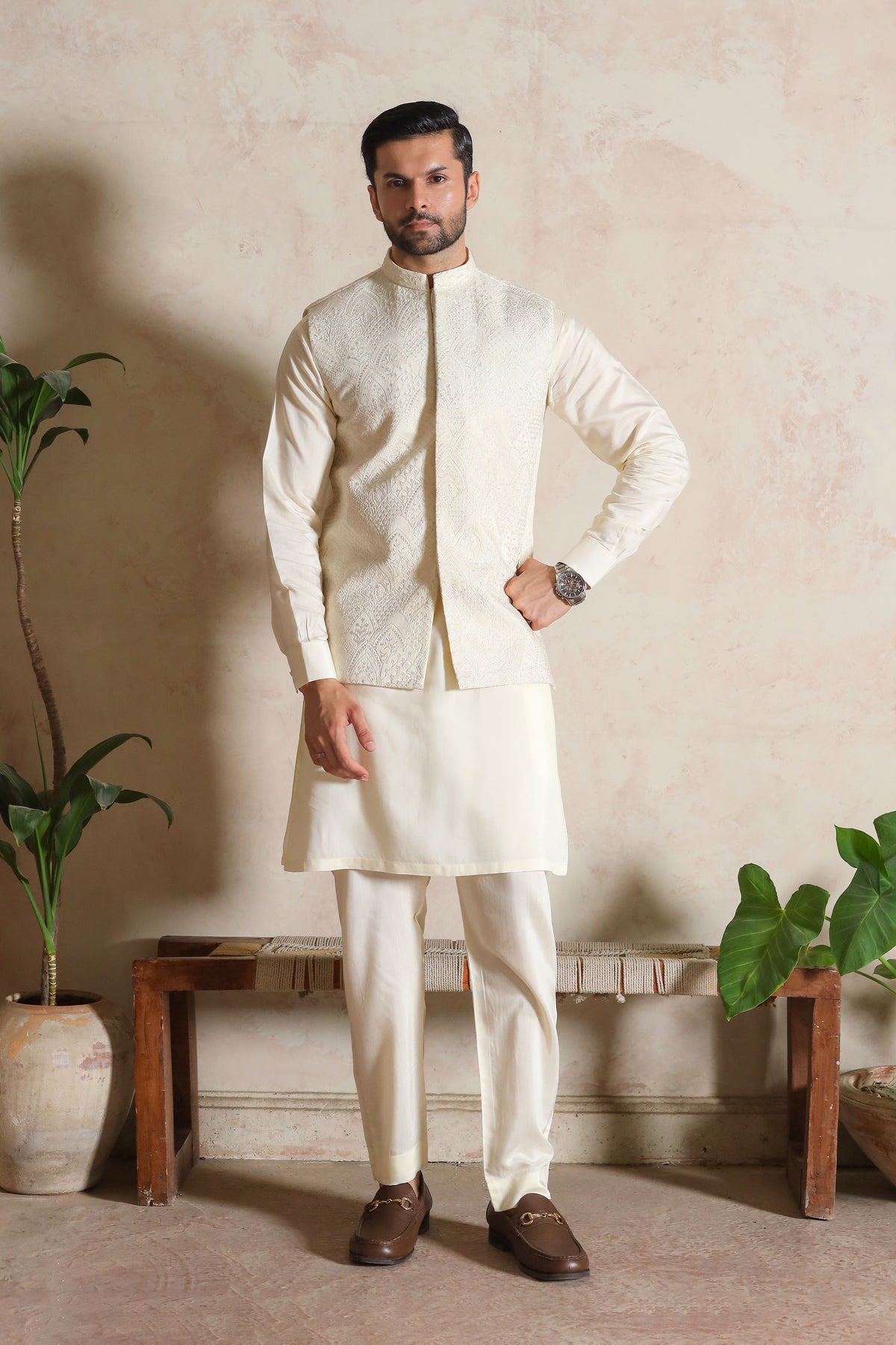 Bosky Embroidered Waistcoat with Kurta Trouser - Men