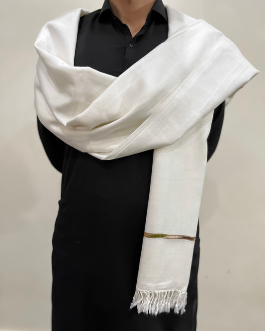 Off White Swati Thread Shawl - Men