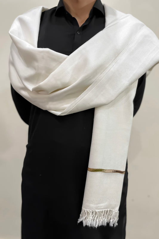 Off White Swati Thread Shawl - Men