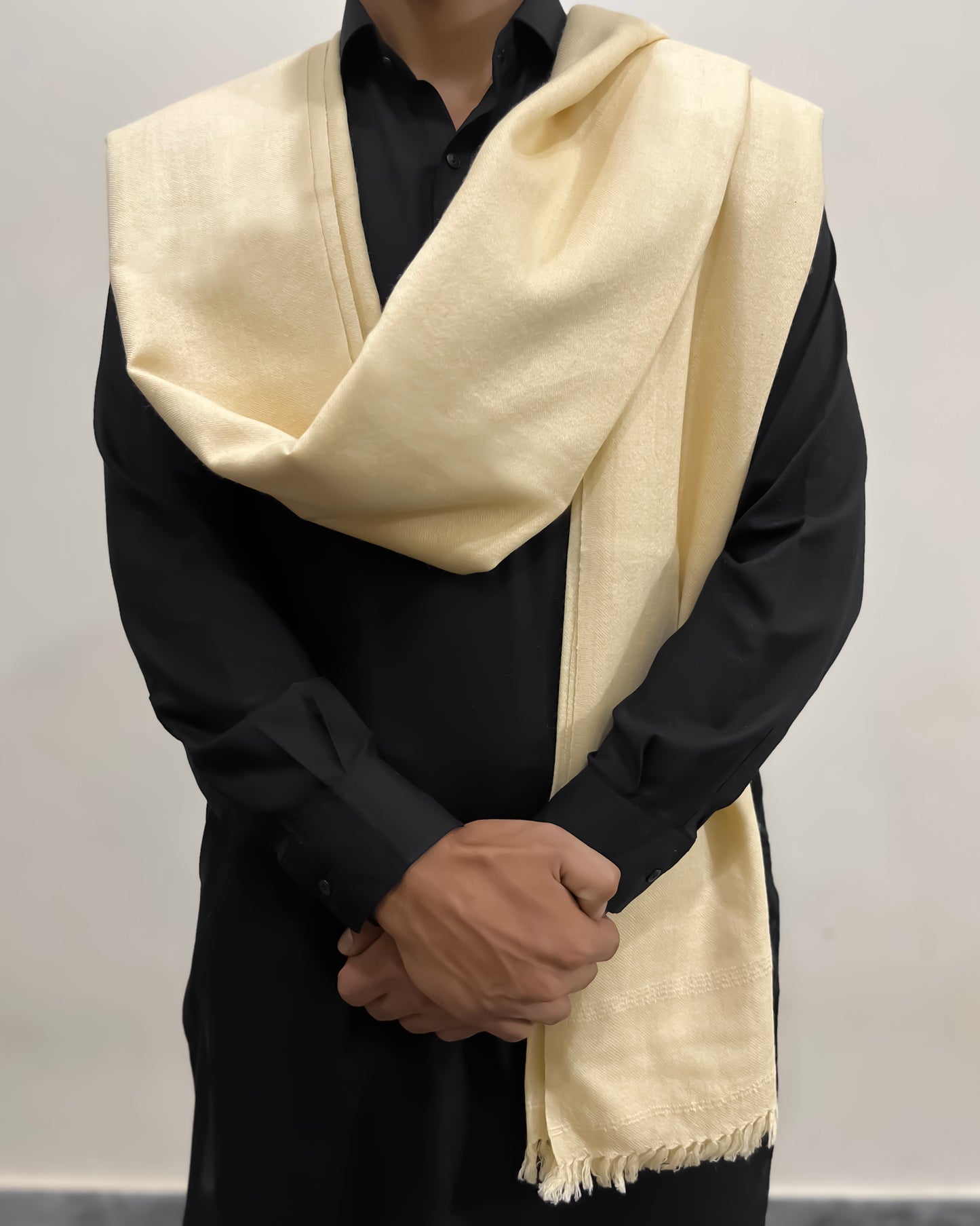 Cream Wool Shawl - Men