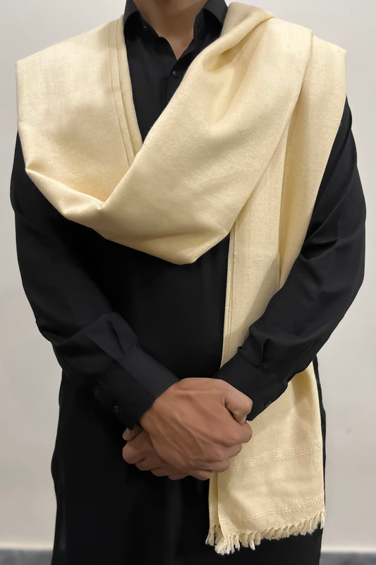 Cream Wool Shawl - Men