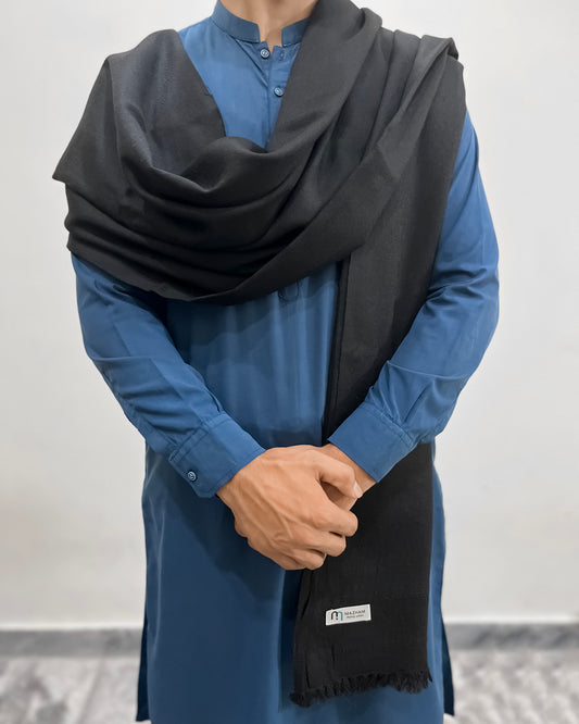 Black Wool Shawl - Men