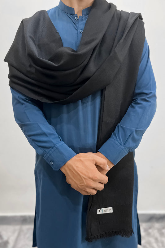 Black Wool Shawl - Men
