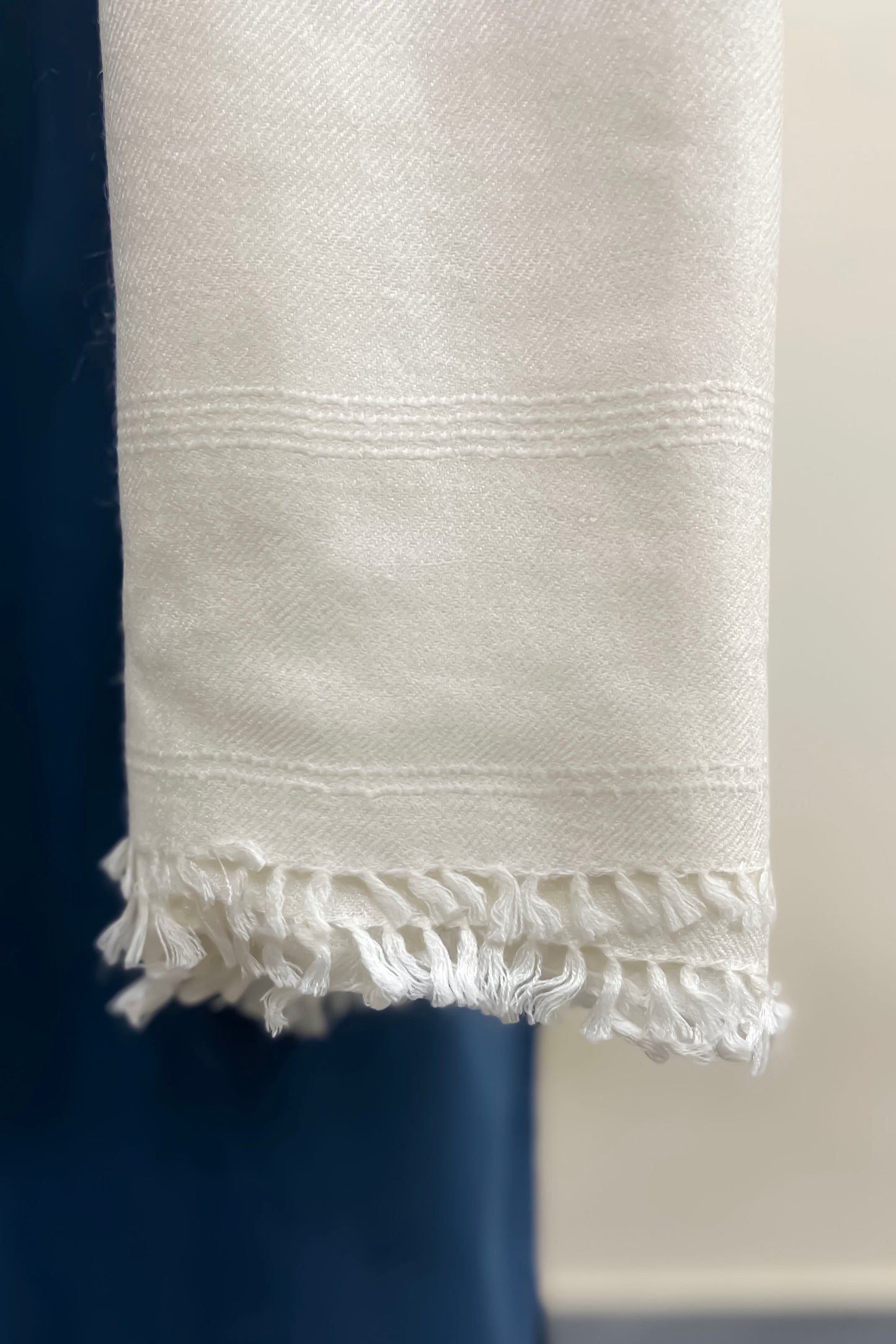 Off White Wool Shawl - Men