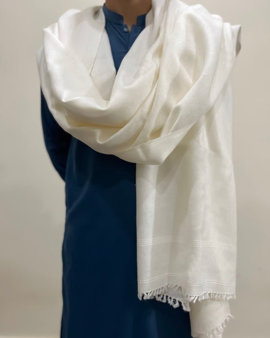 Off White Wool Shawl - Men