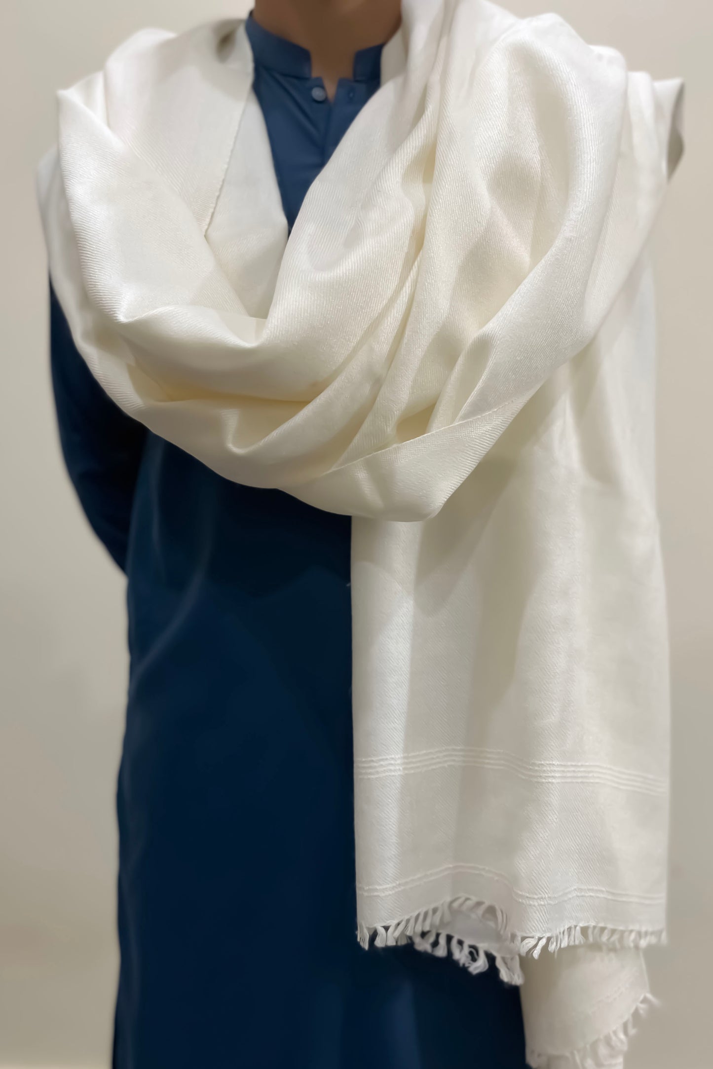 Off White Wool Shawl - Men