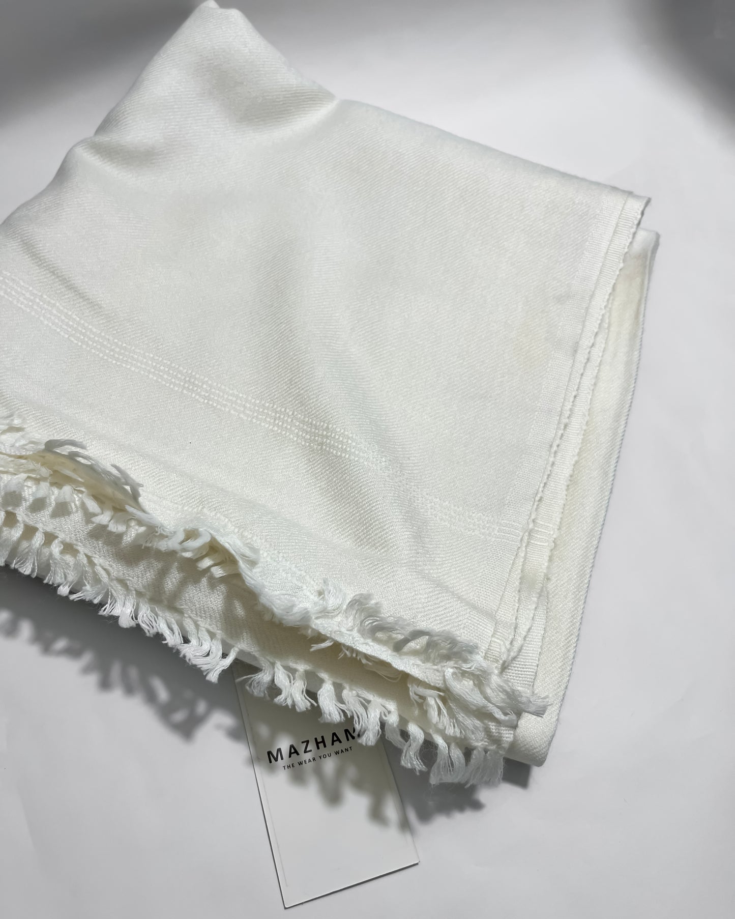 Off White Wool Shawl - Men