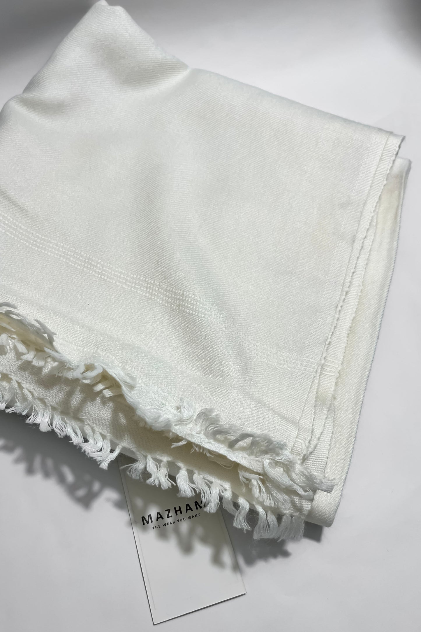 Off White Wool Shawl - Men