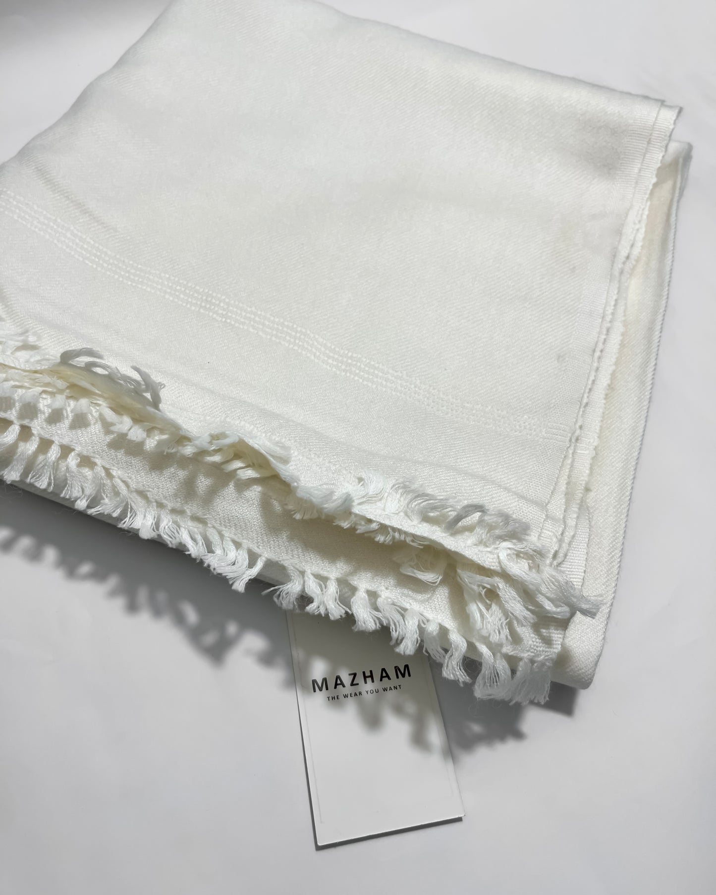 Off White Wool Shawl - Men