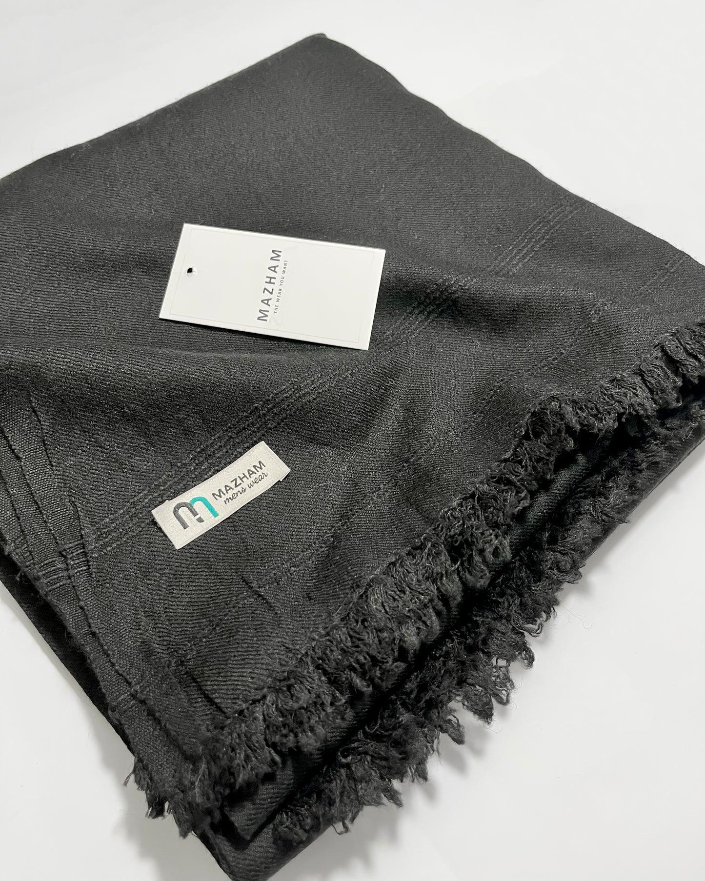 Black Wool Shawl - Men