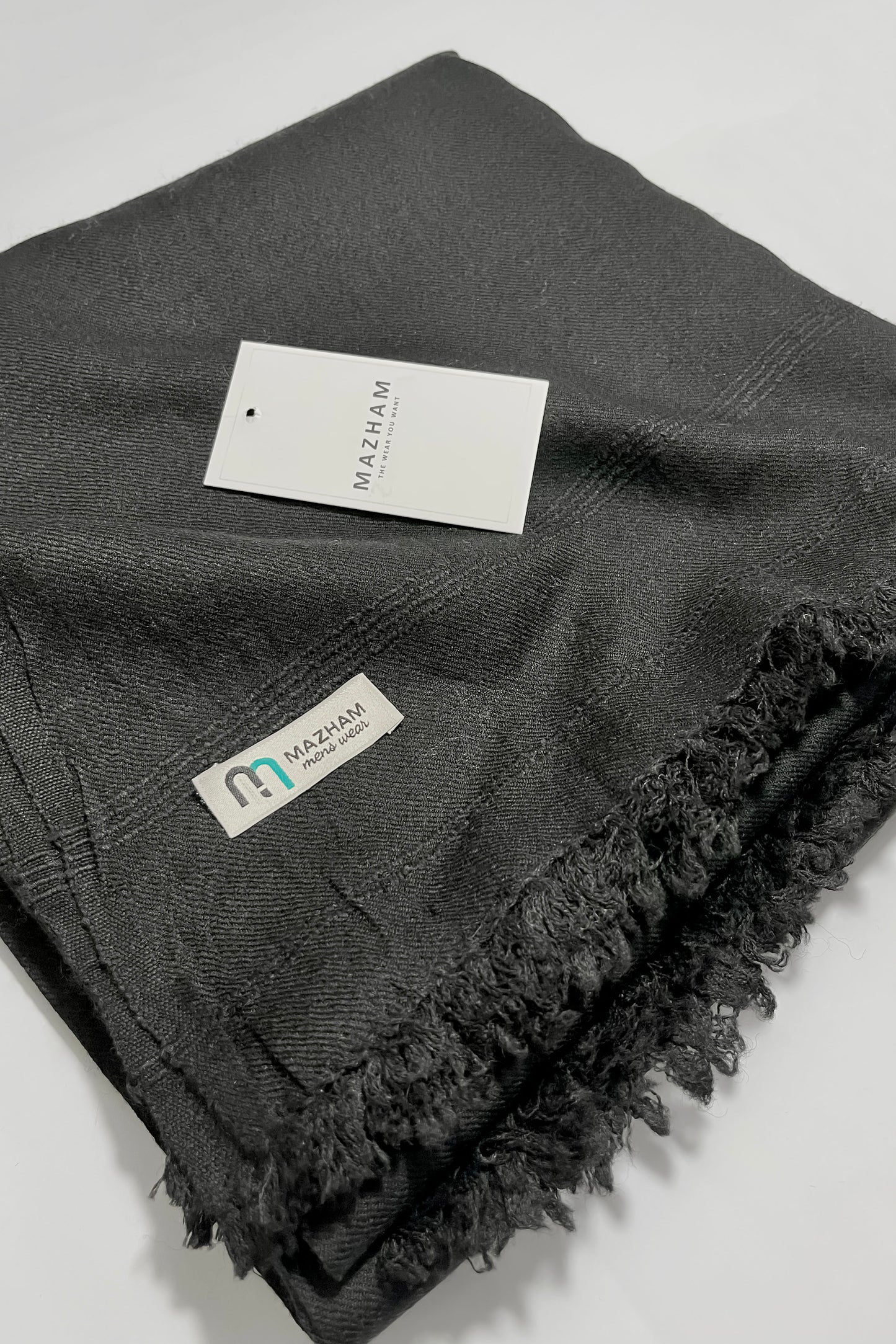 Black Wool Shawl - Men