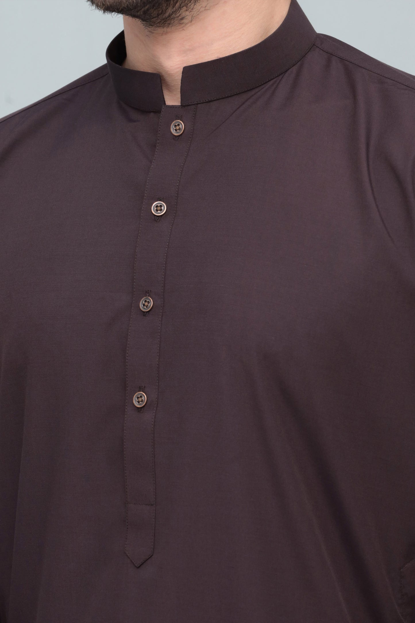 Chocolate Brown Blended Kameez Shalwar- Men