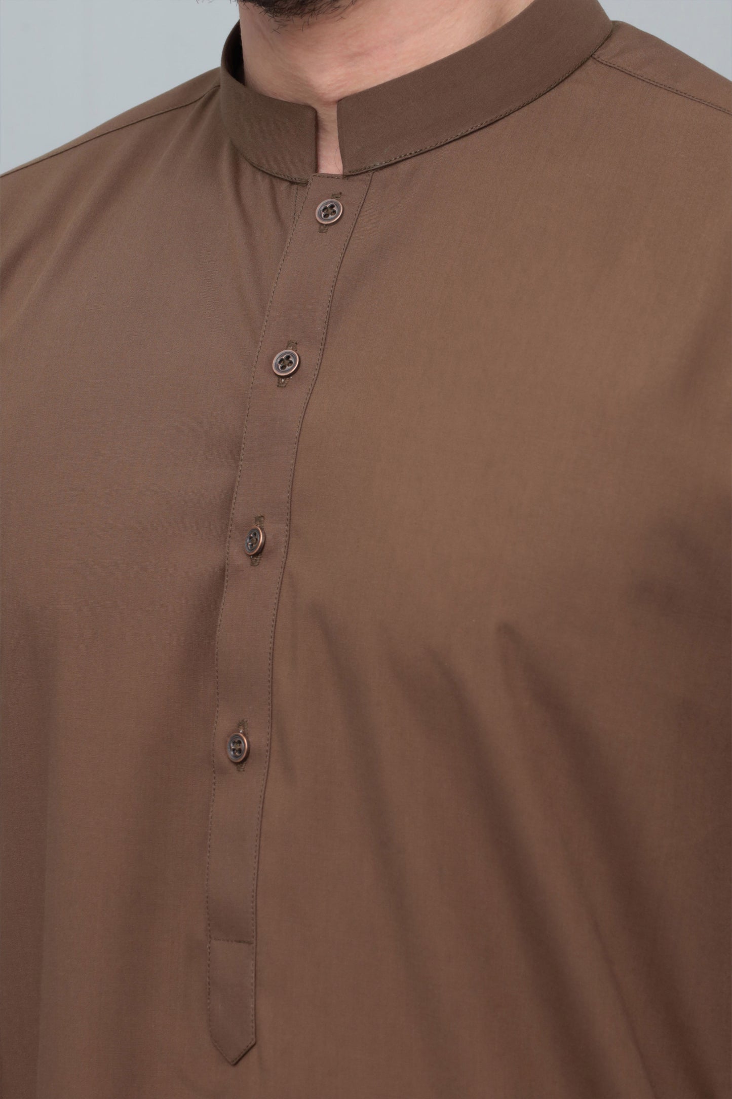 Coffee Brown Blended Kameez Shalwar- Men