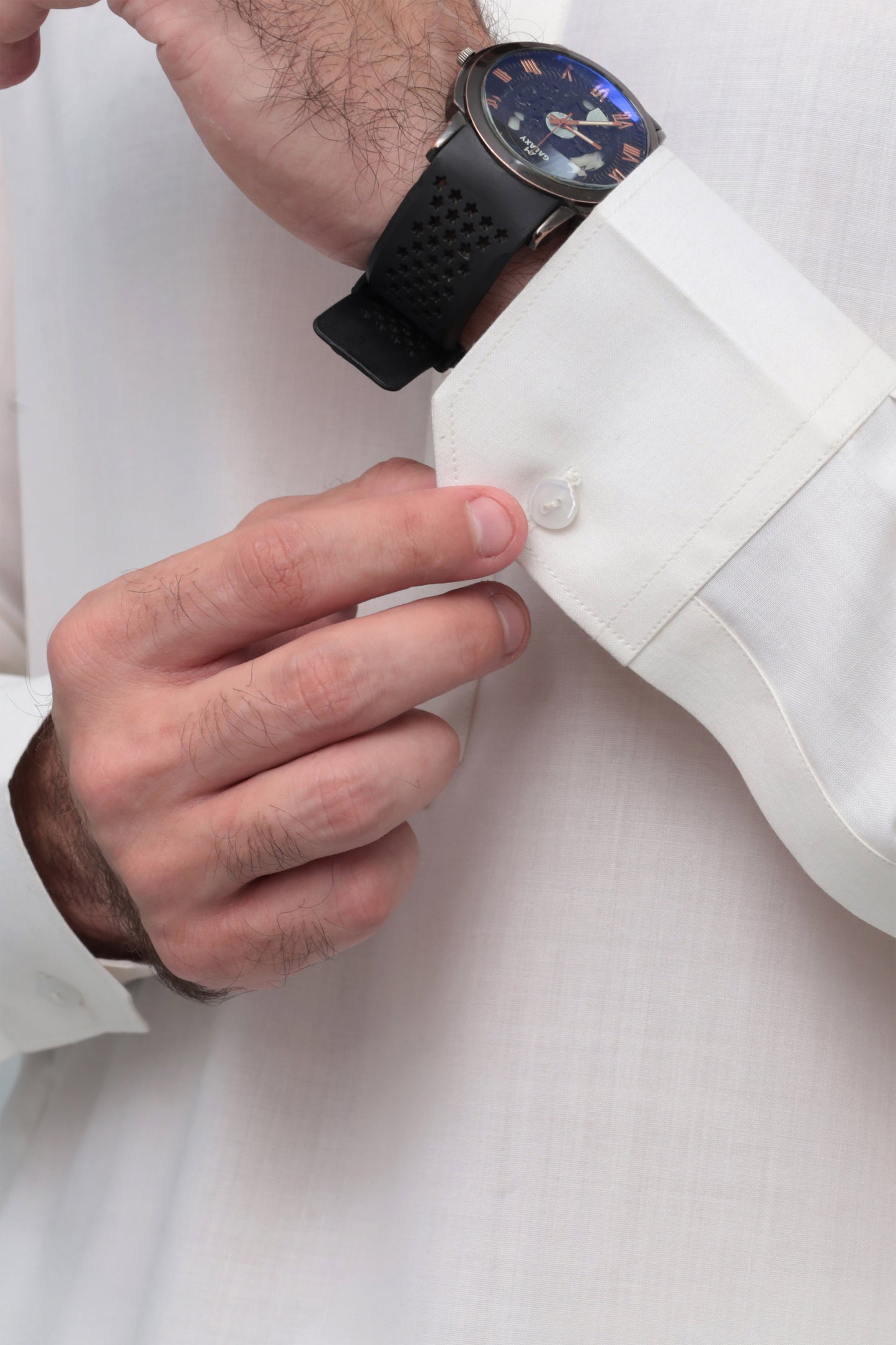 Off White French Collar Shalwar Kameez - Stitched