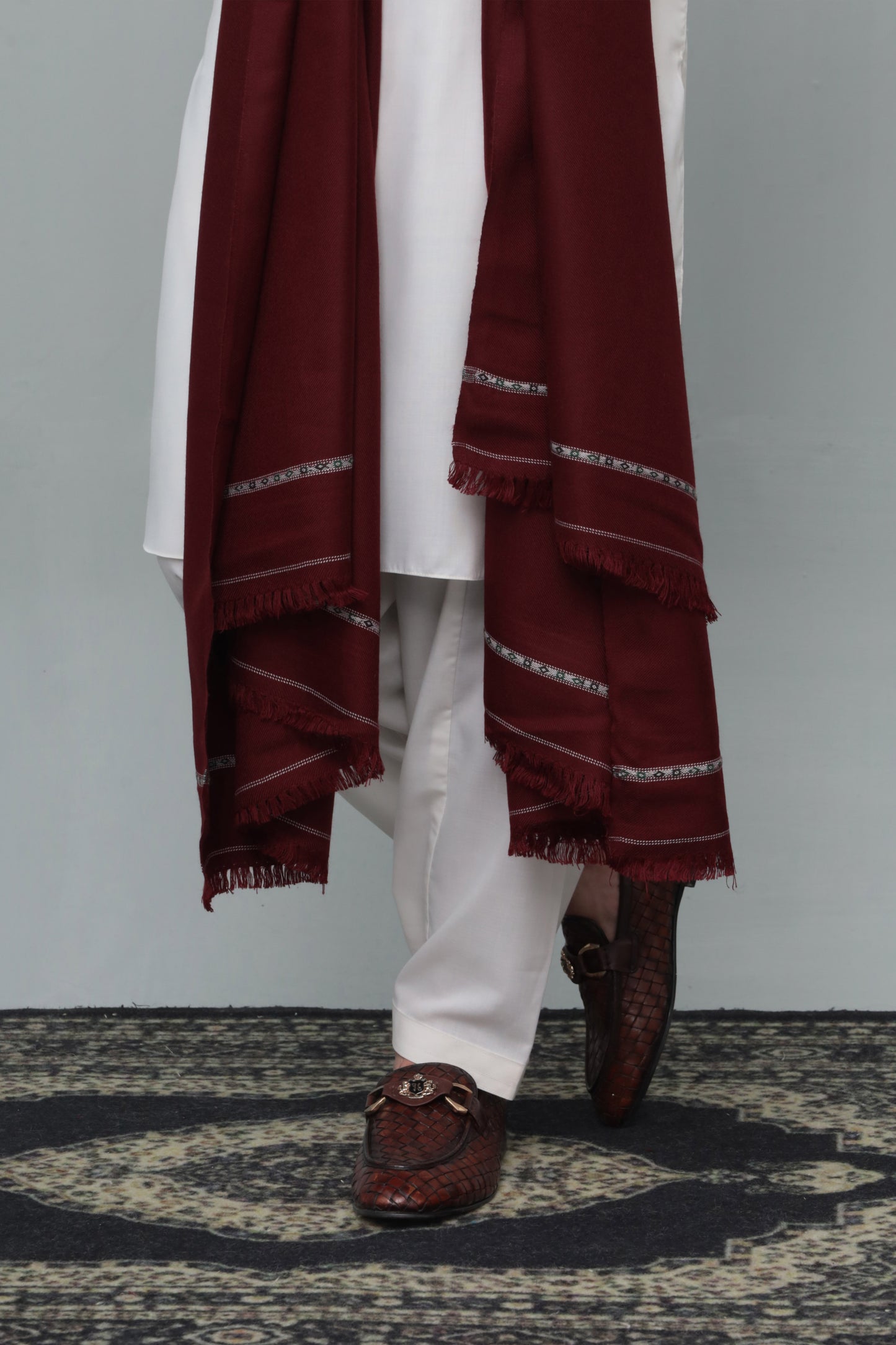 Marron Swati Thread Shawl - Men