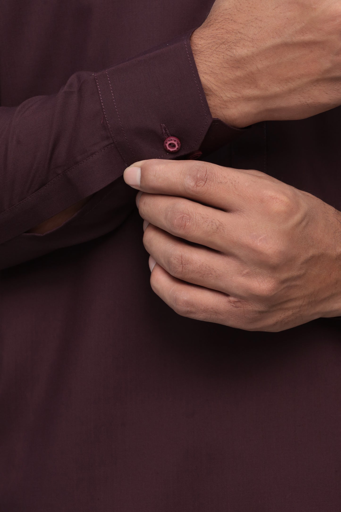 Dark Marron French Collar Shalwar Kameez - Stitched