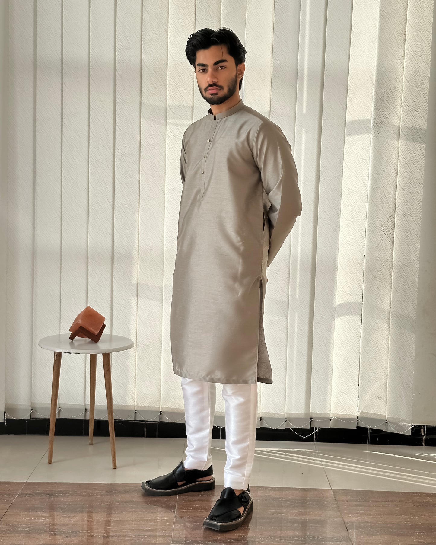 Sand Gray Kurta Trouser - Men