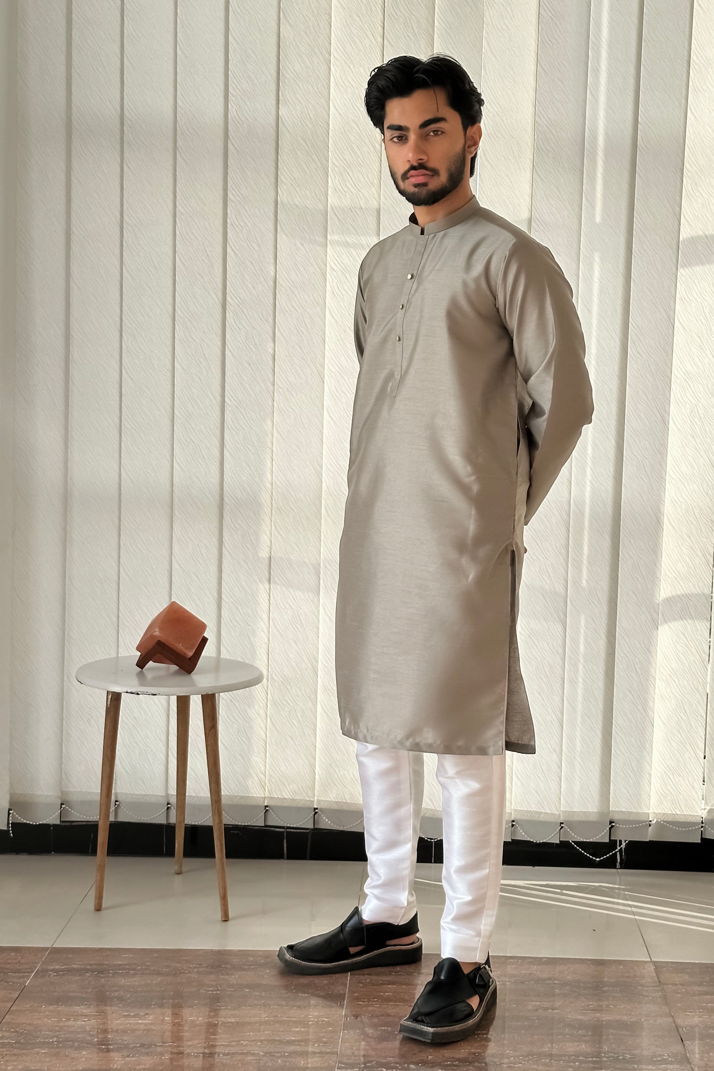 Sand Gray Kurta Trouser - Men