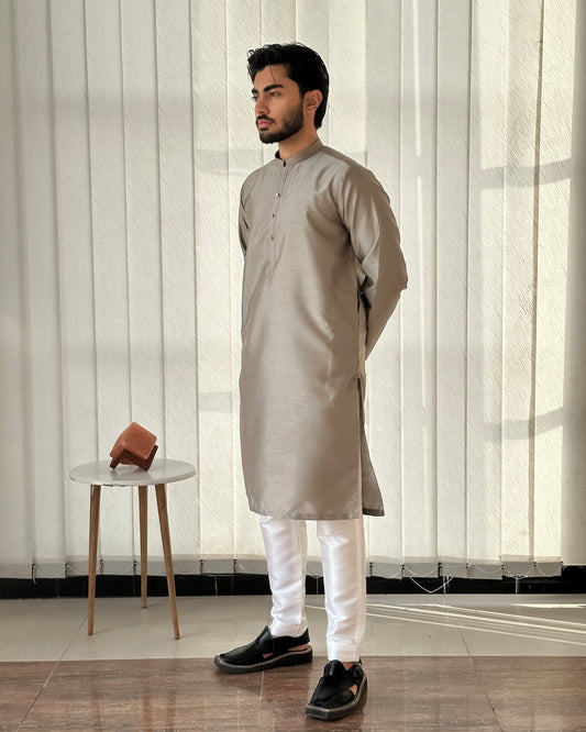 Sand Gray Kurta Trouser - Men