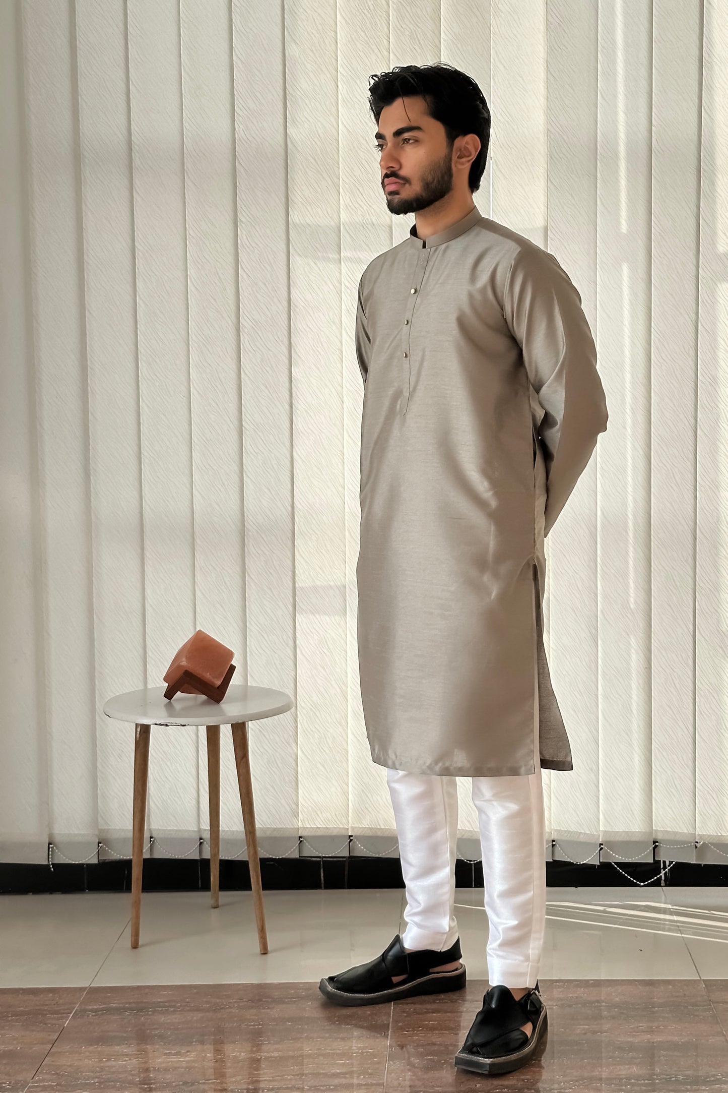 Sand Gray Kurta Trouser - Men