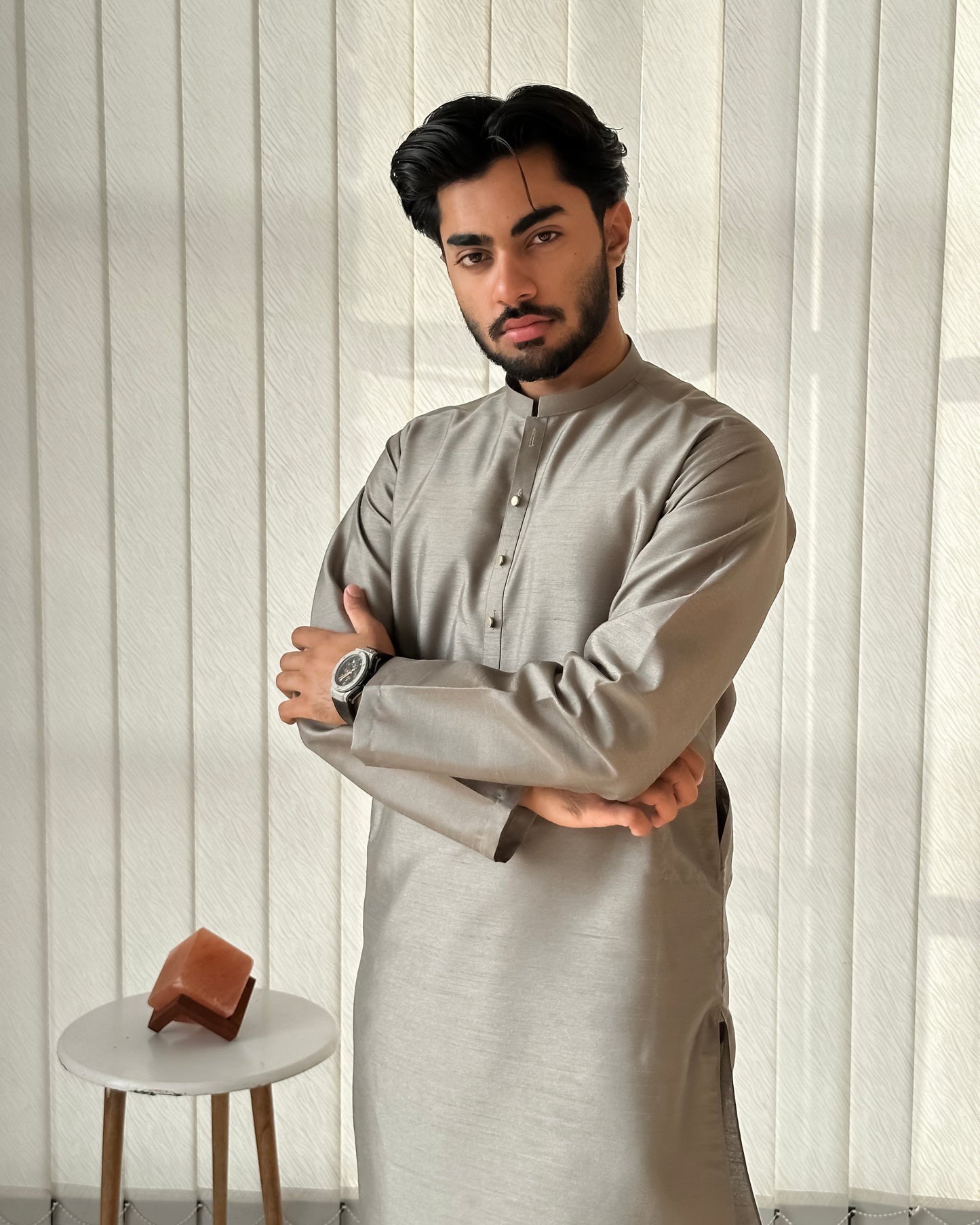 Sand Gray Kurta Trouser - Men