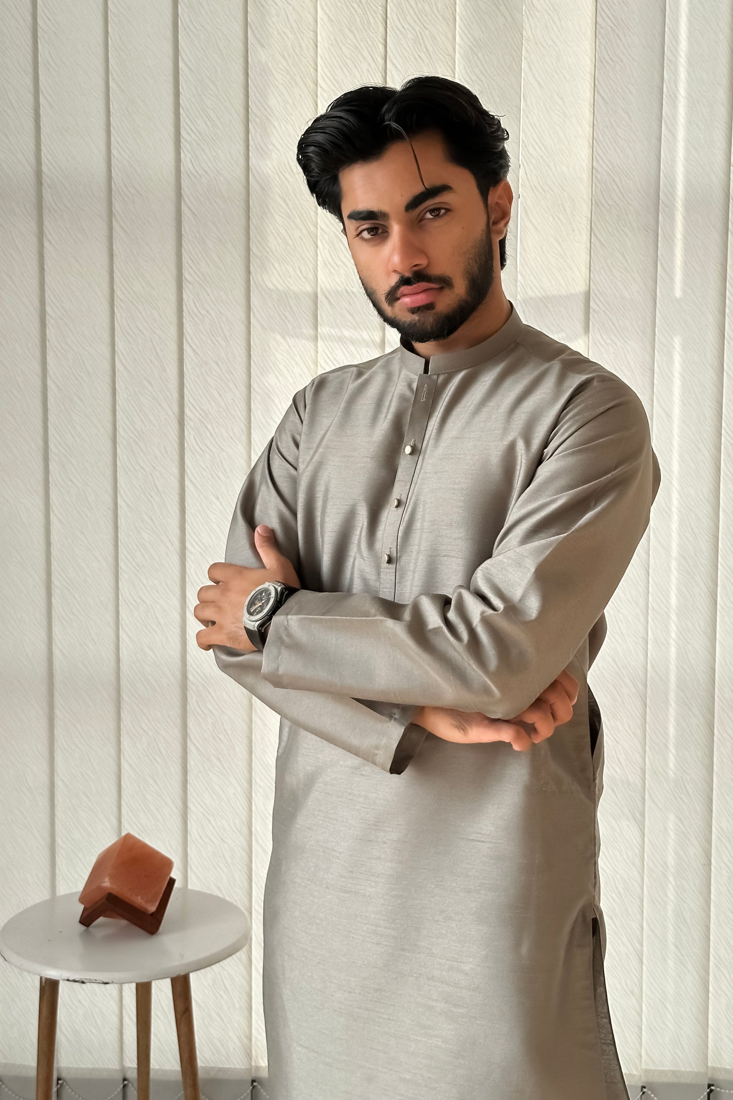 Sand Gray Kurta Trouser - Men