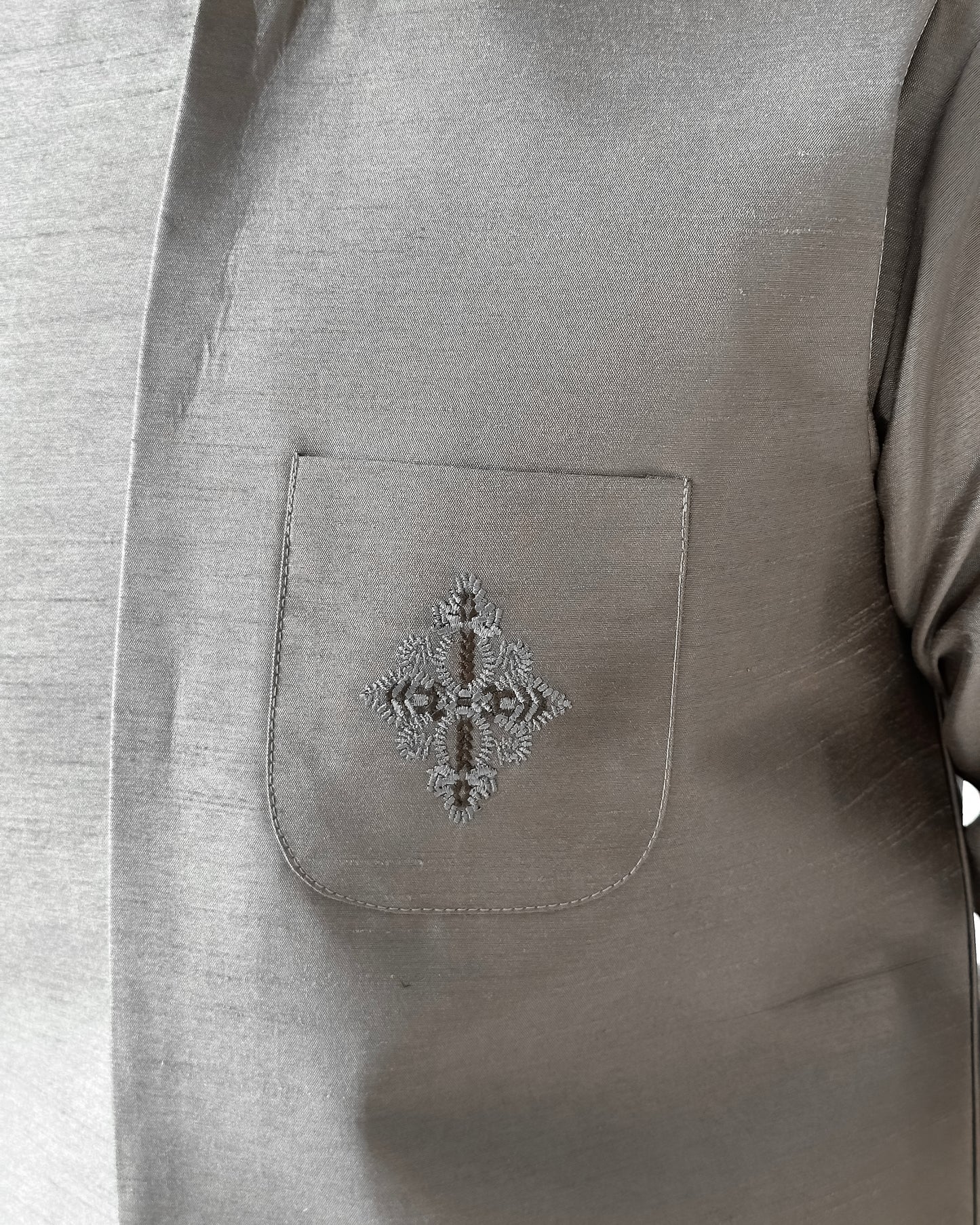 Sand Gray Kurta Trouser with Embroidered Waistcoat - Men