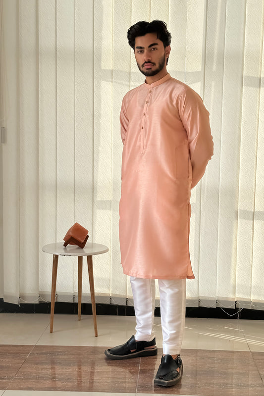 Peach Pink Kurta Trouser - Men