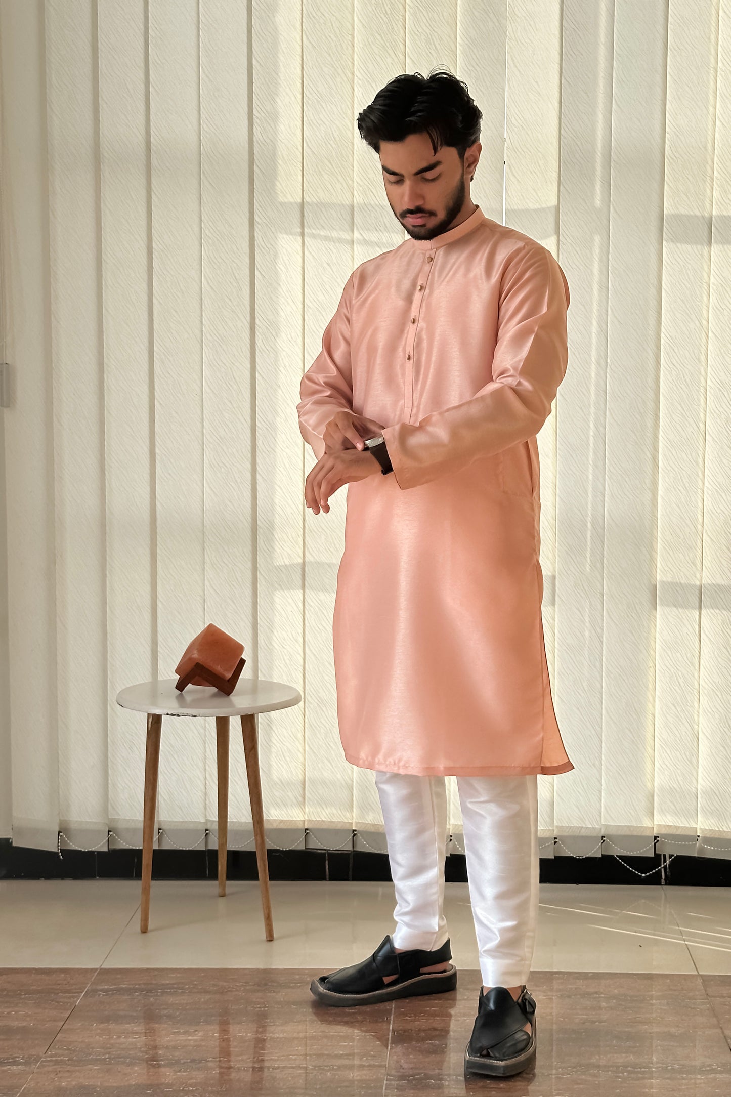 Peach Pink Kurta Trouser - Men