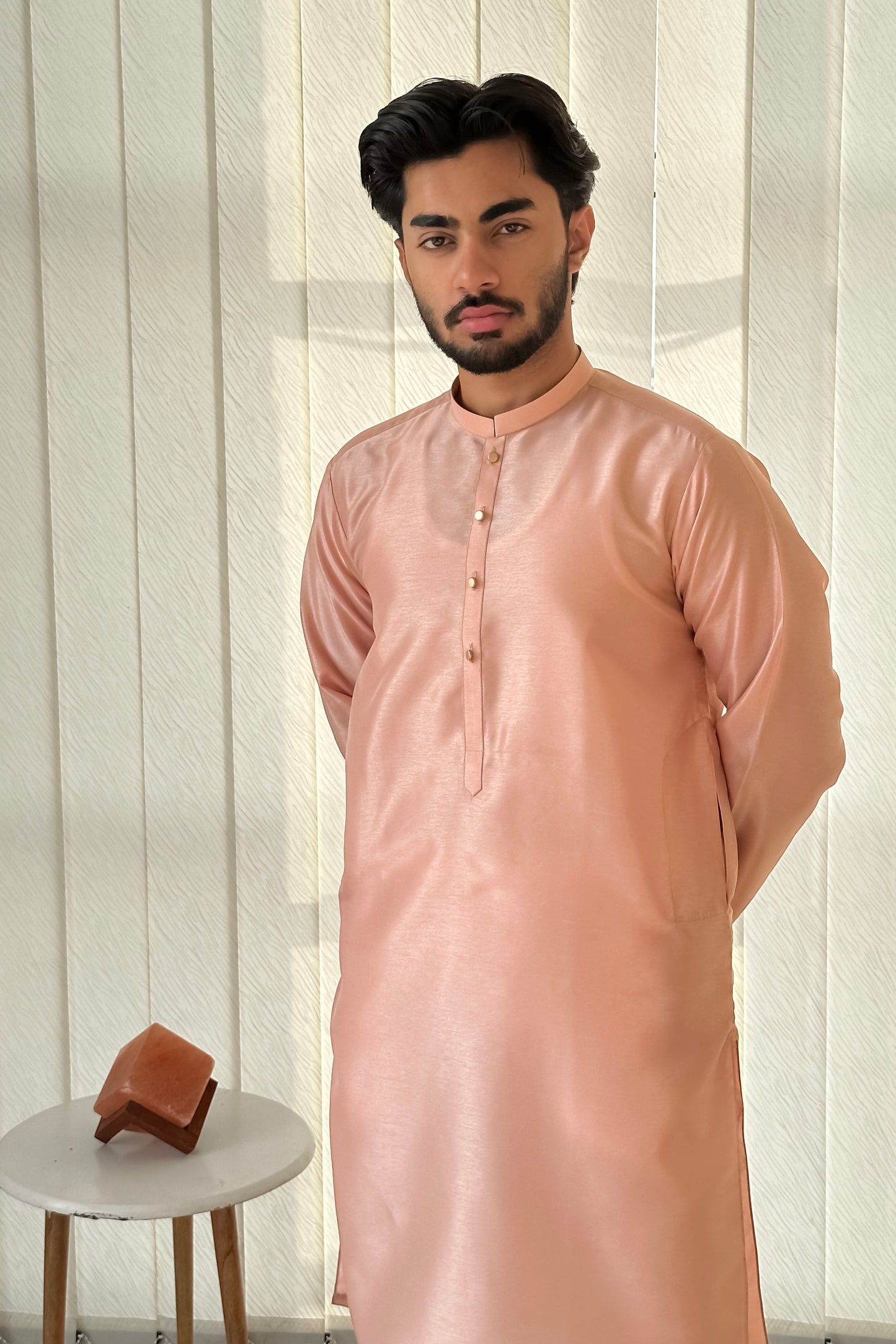 Peach Pink Kurta Trouser - Men