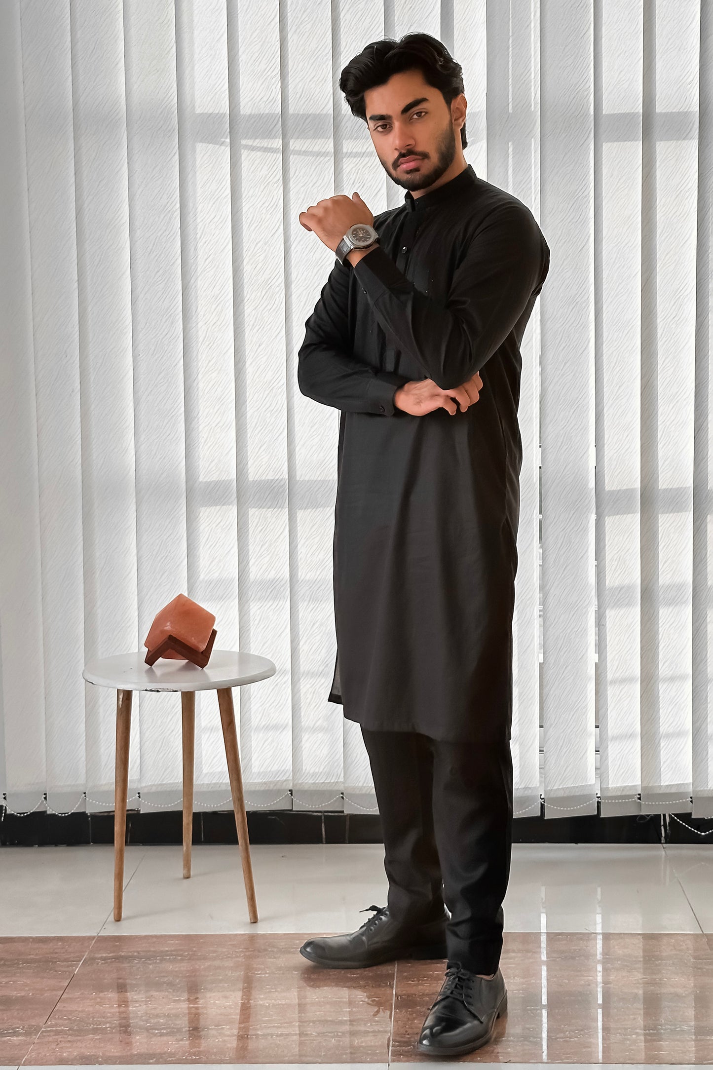 Black Tarkashi With Embroidered Chest MT-444 - Stitched