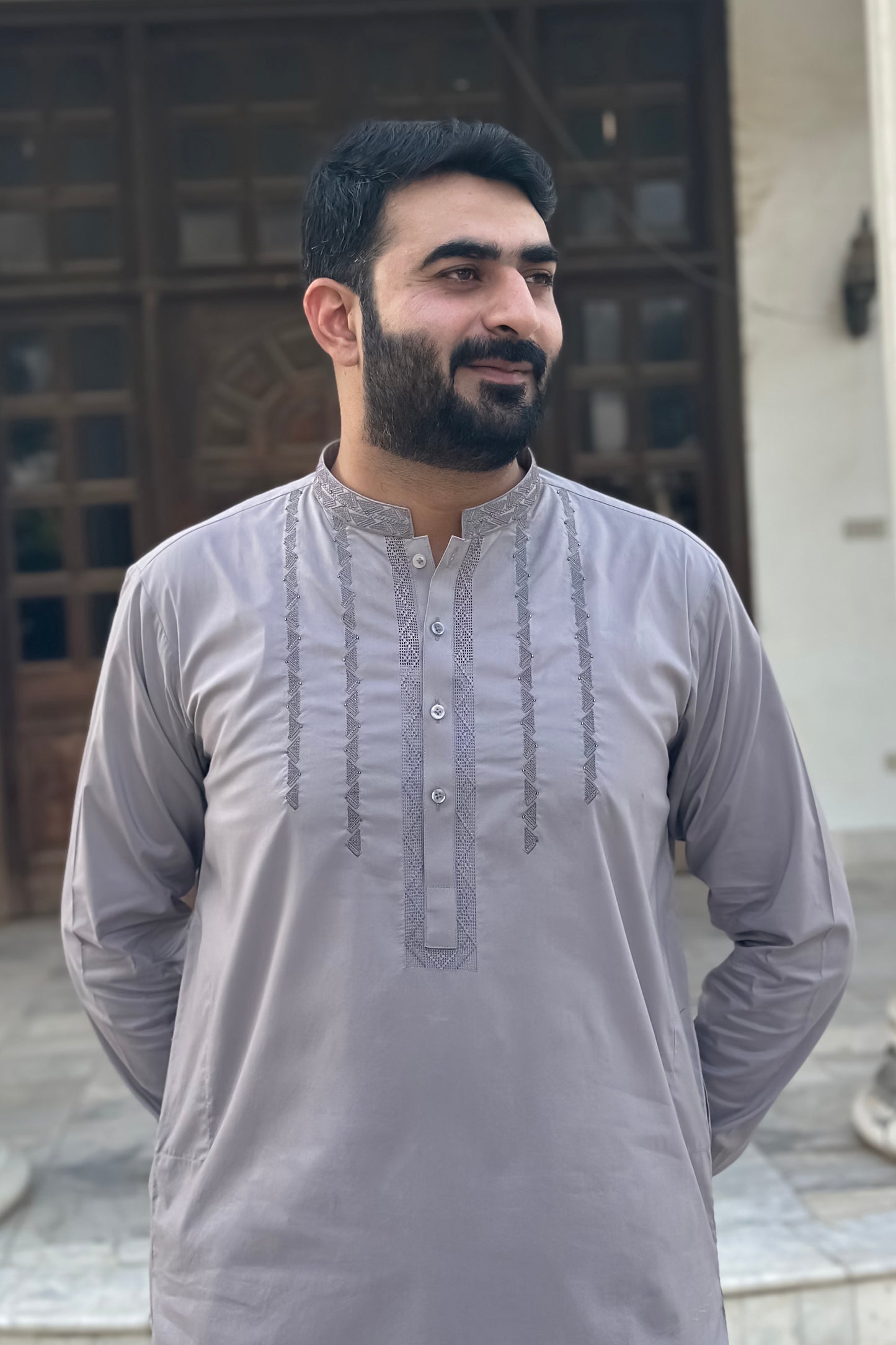 Light Pink Tarkashi With Embroidered Chest MT-444 - Stitched