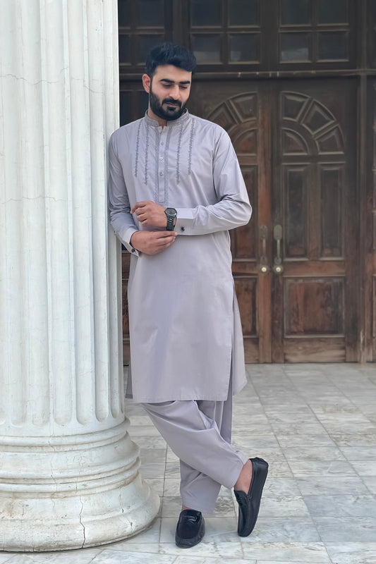 Light Pink Tarkashi With Embroidered Chest MT-444 - Stitched