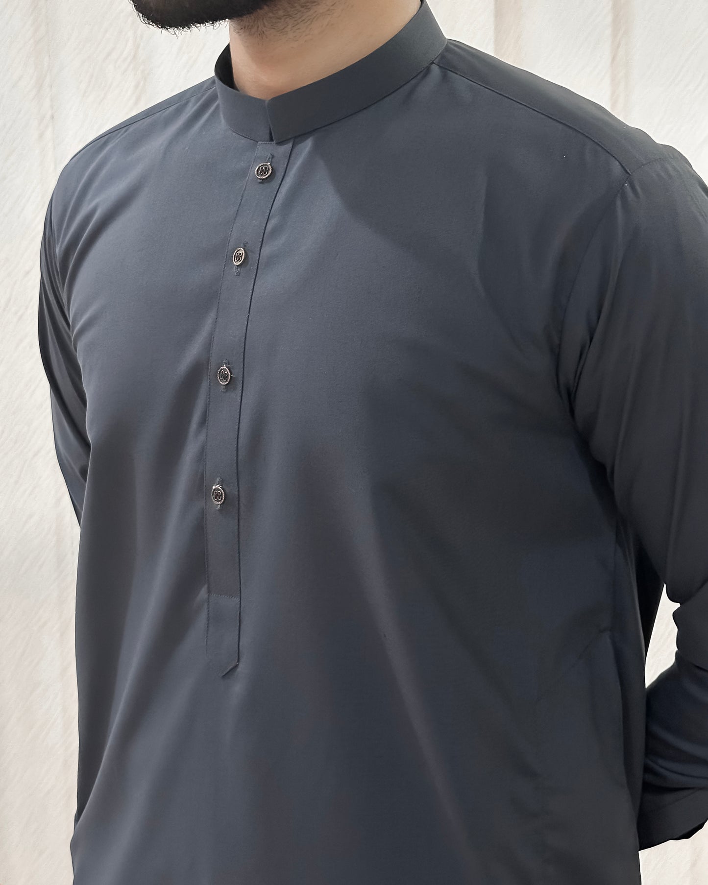 Gray Blended Kurta Shalwar - Men