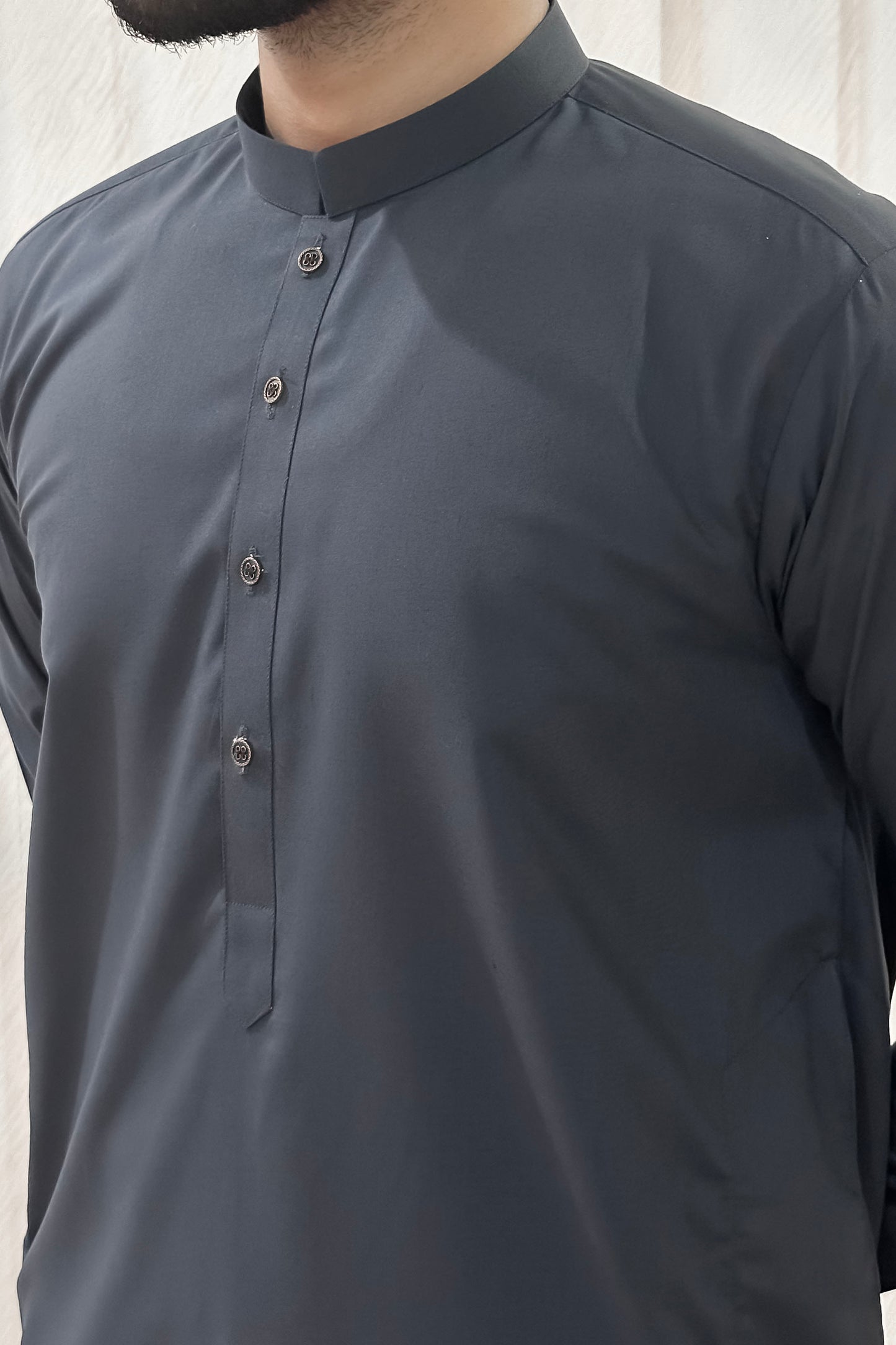 Gray Blended Kameez Shalwar - Men