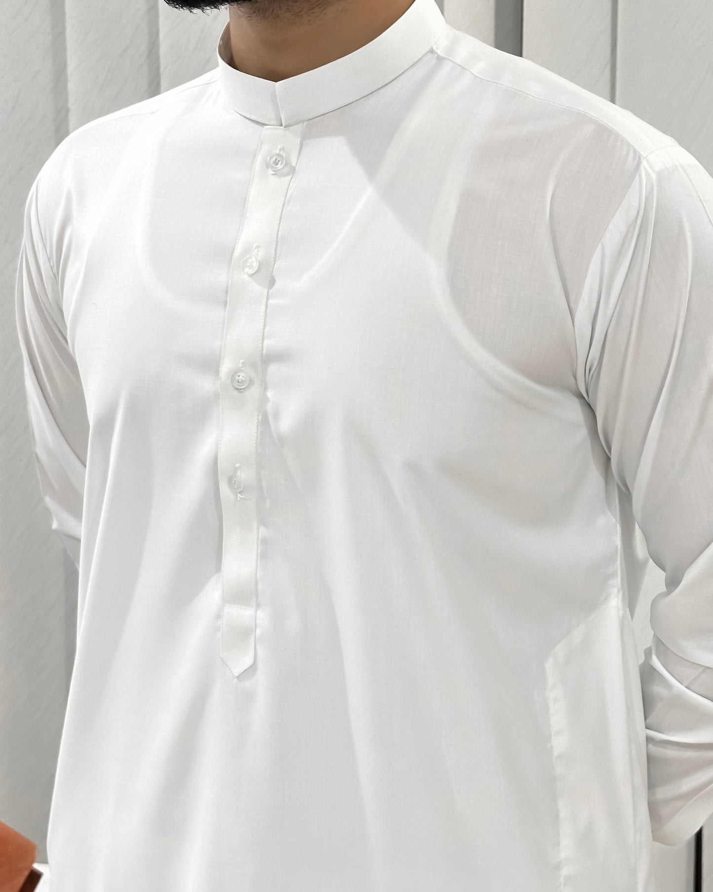 Off White Blended Kurta Shalwar - Men