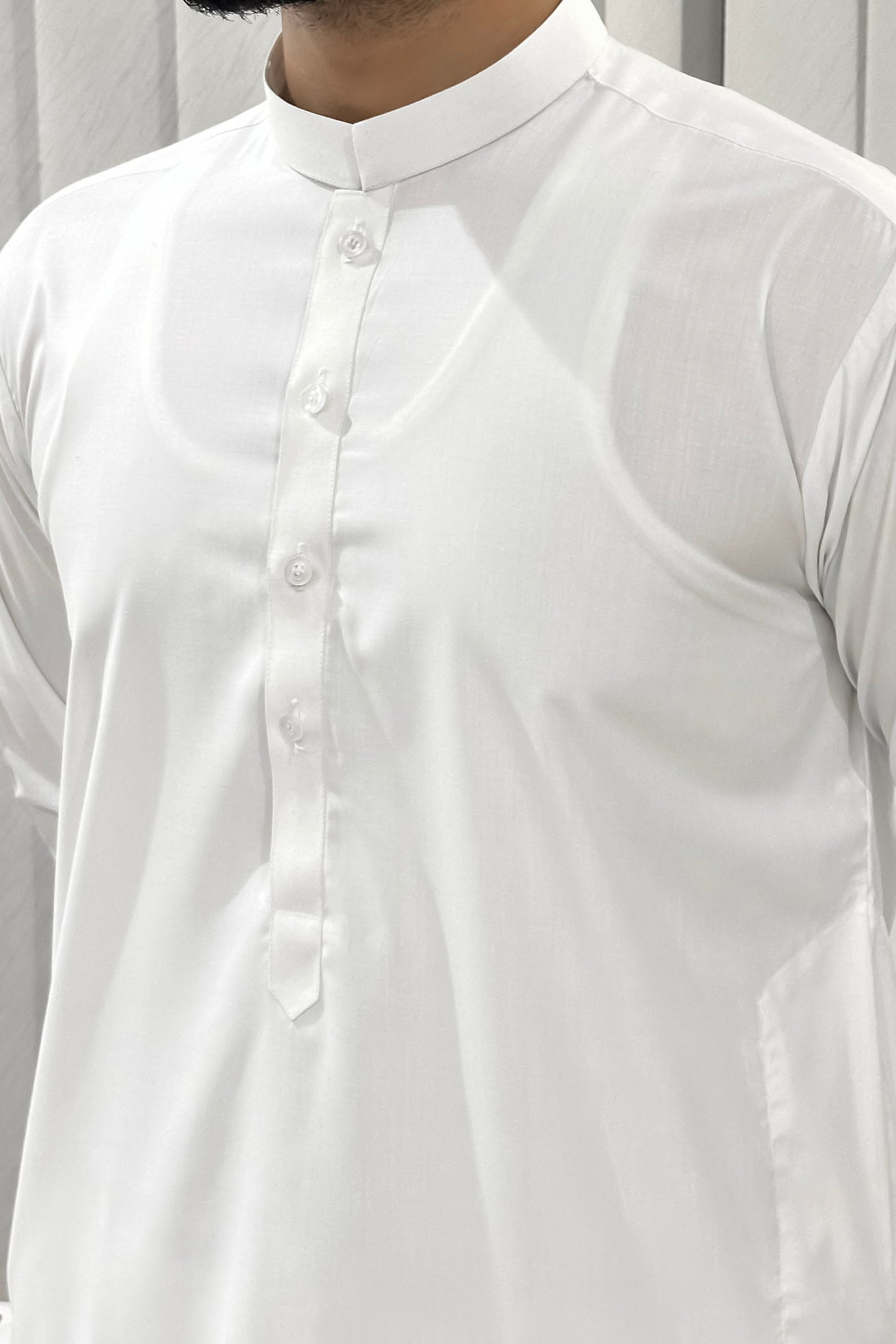 Off White Blended Kameez Shalwar - Men