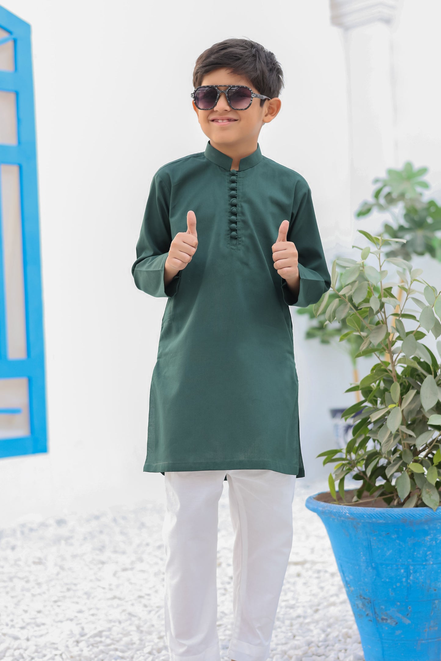 Pine Cotton Kurta Trouser - Kids